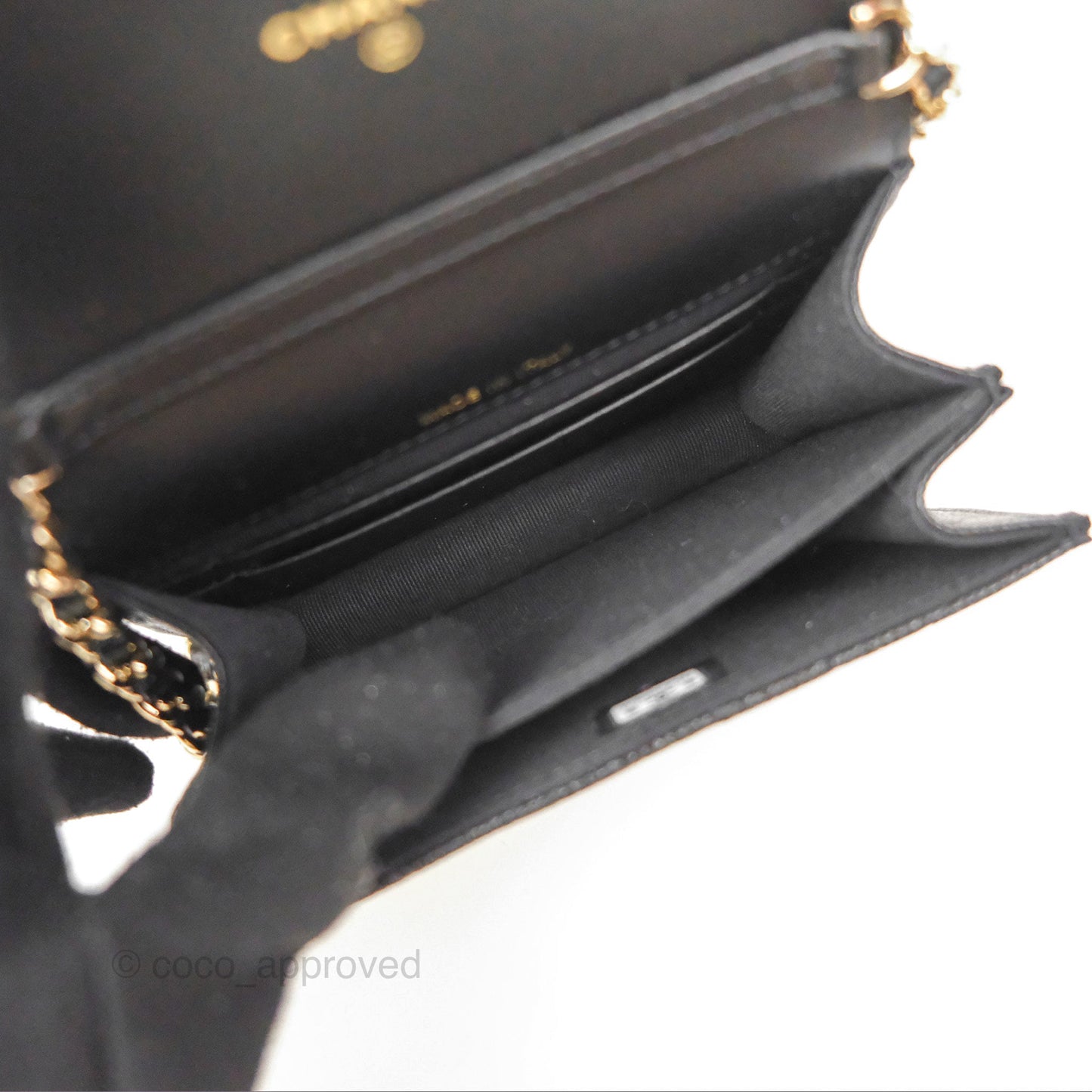 Chanel Mini Clutch with Ribbon Bow Chain Black Caviar Gold Hardware 23S