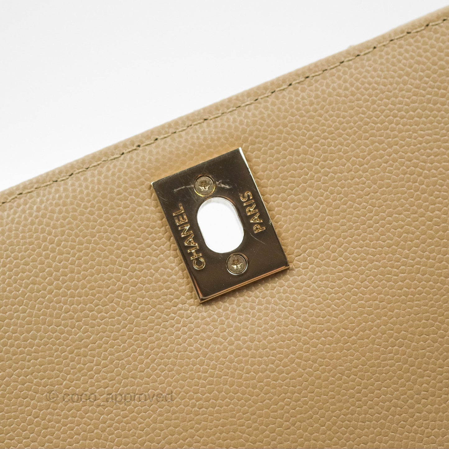 Chanel Mini Coco Handle Quilted Dark Beige Caviar Gold Hardware