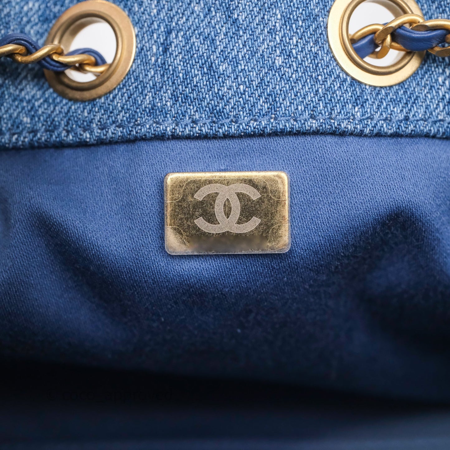 Chanel 25 Mini Washed Denim Aged Gold Hardware