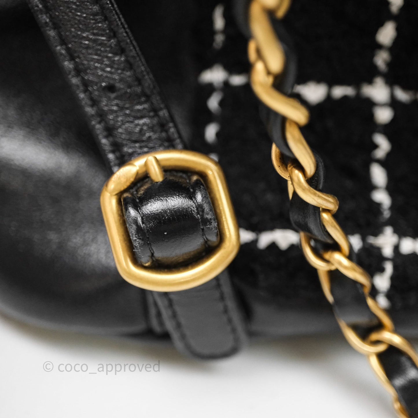 Chanel Duma Backpack Black Tweed Aged Gold Hardware