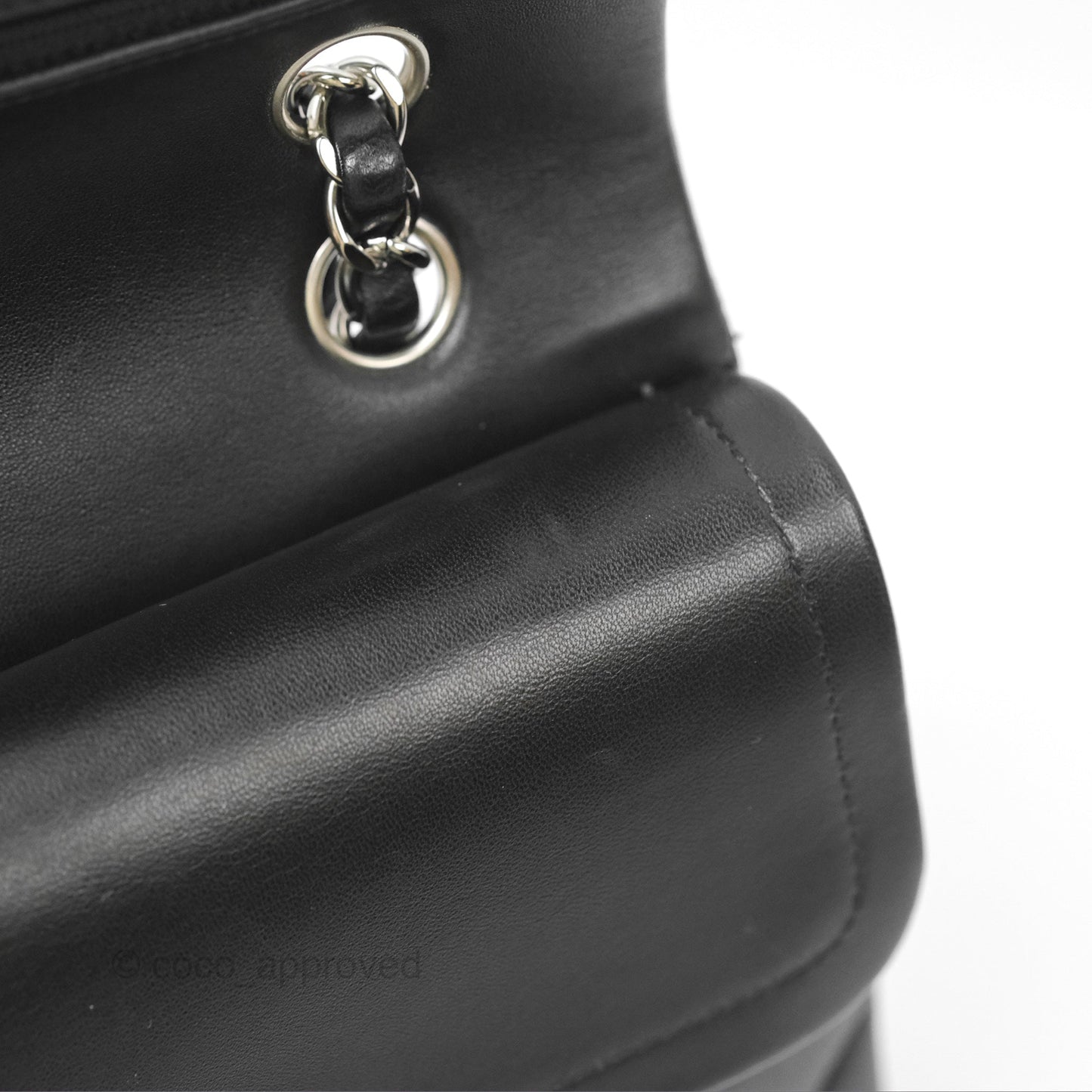 Chanel Classic M/L Medium Flap Quilted Black Lambskin Silver Hardware