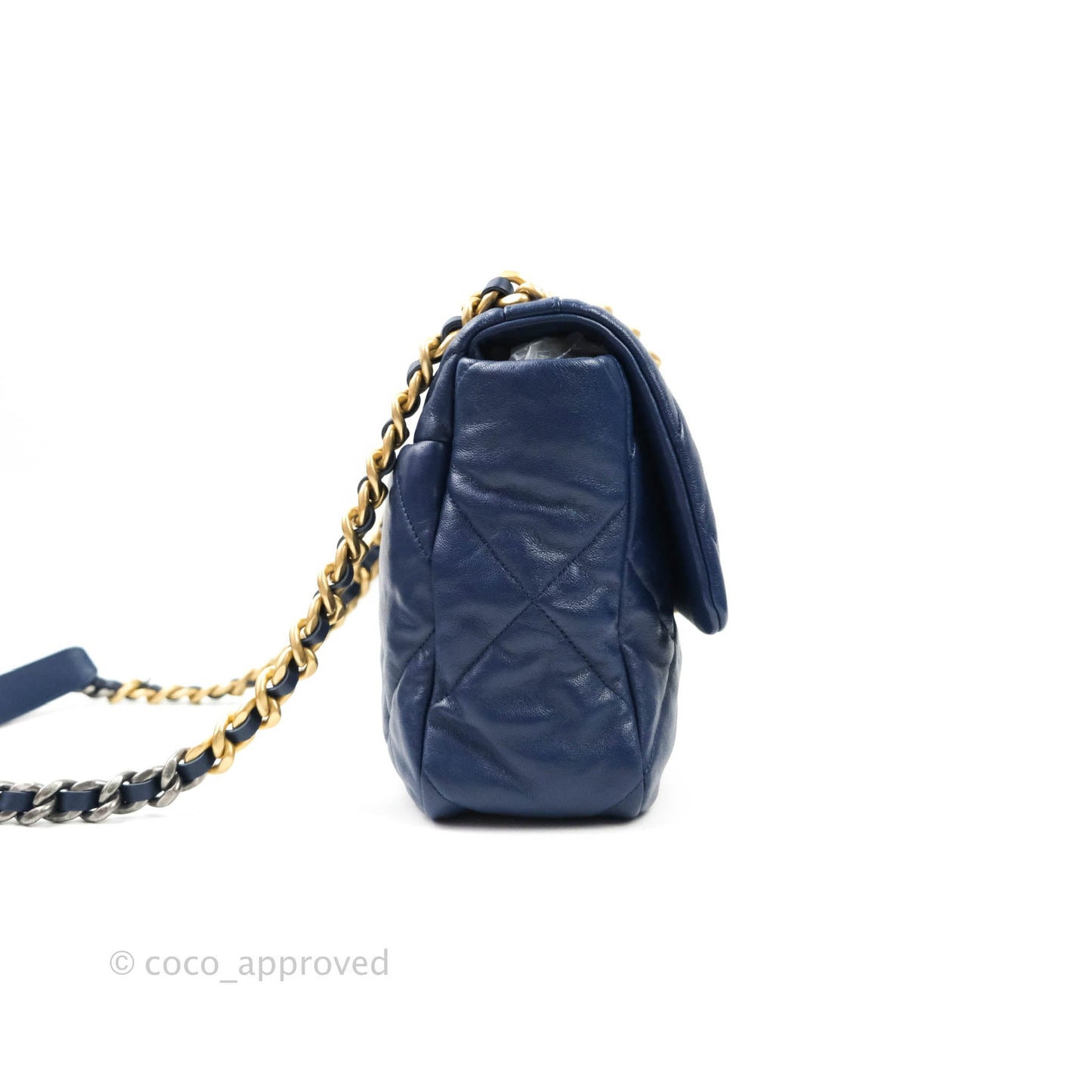 Chanel 19 Medium Blue Mixed Hardware Goatskin