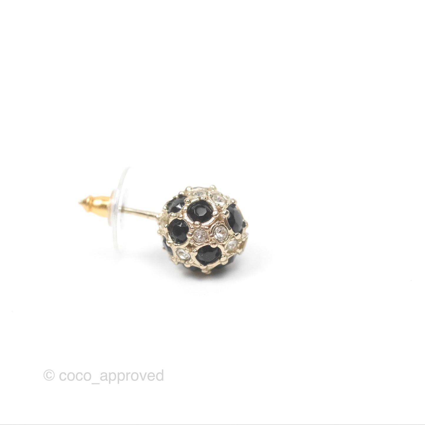 Chanel Crystal Black Resin Ball Earrings 19P