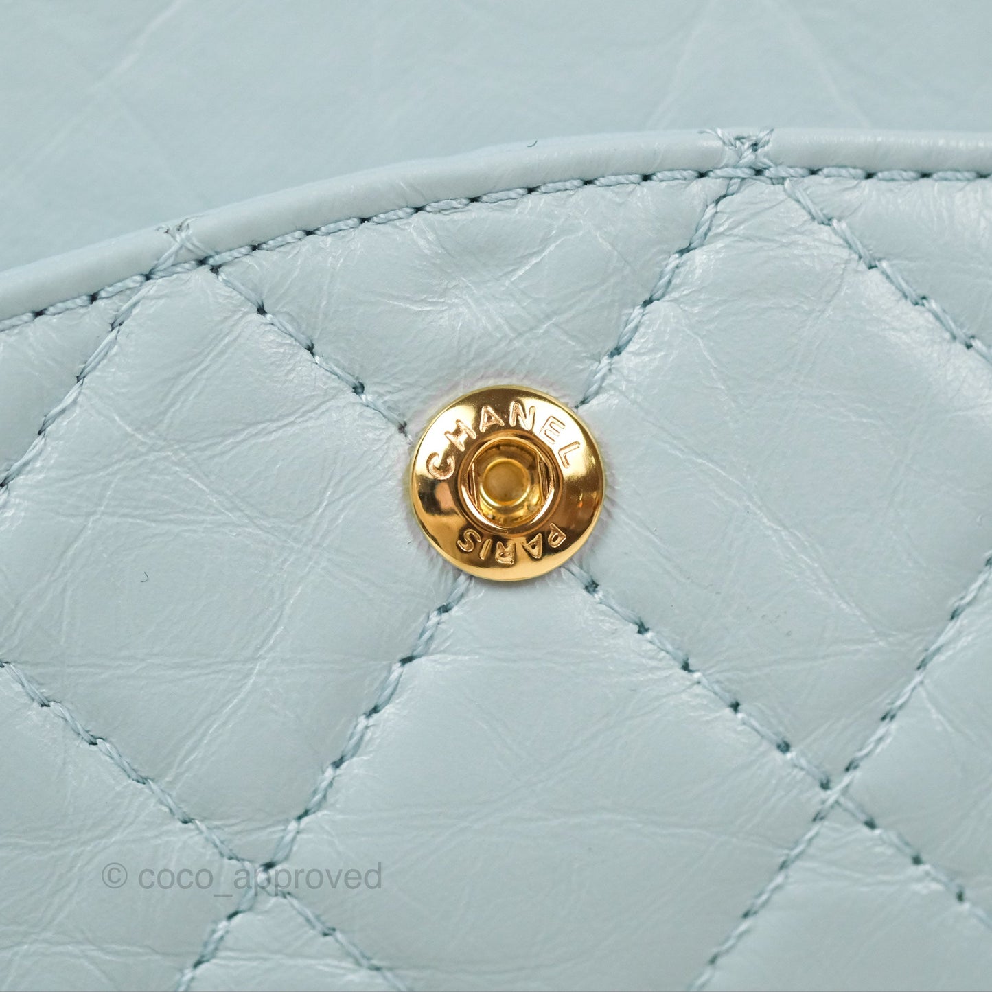 Chanel Reissue 226 Quilted Light Blue Aged Calfskin Gold Hardware
