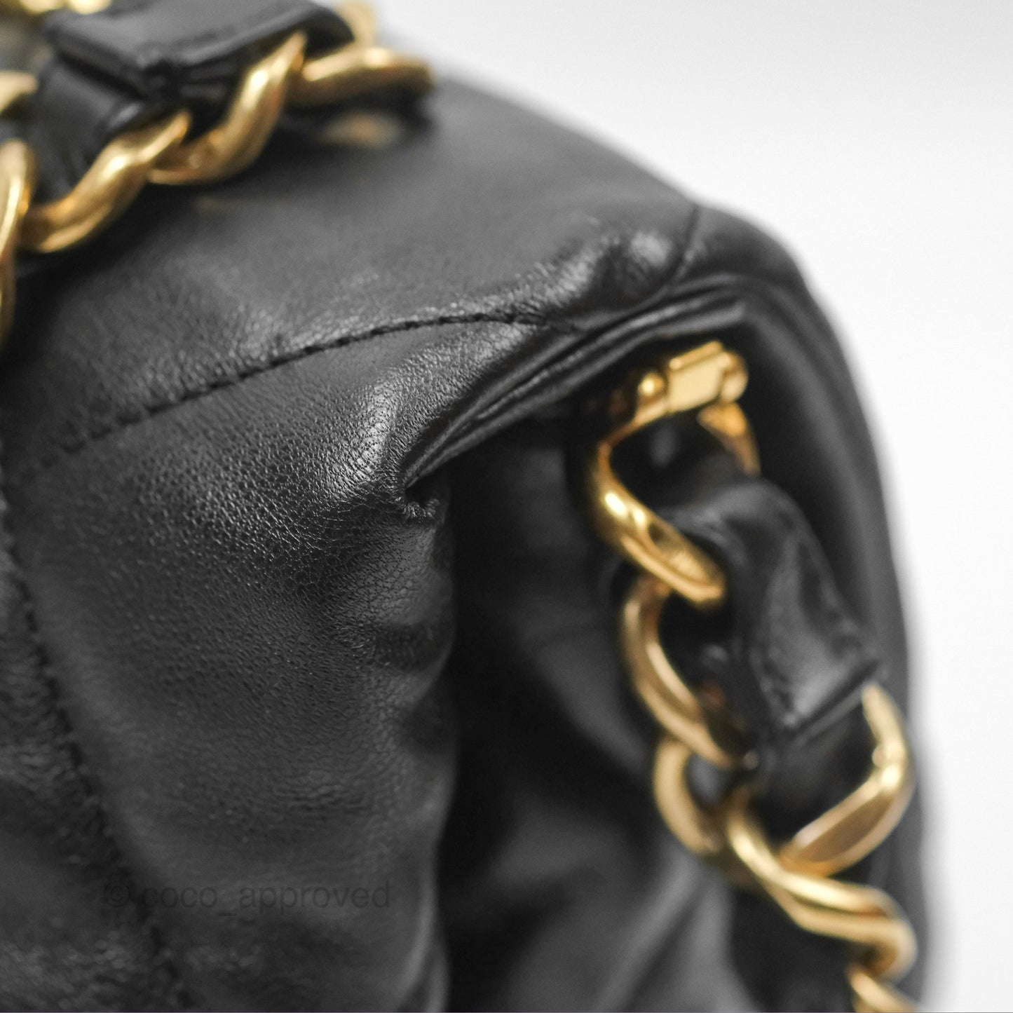 Chanel Chain Handle Flap Bag Black Goatskin Gold Hardware