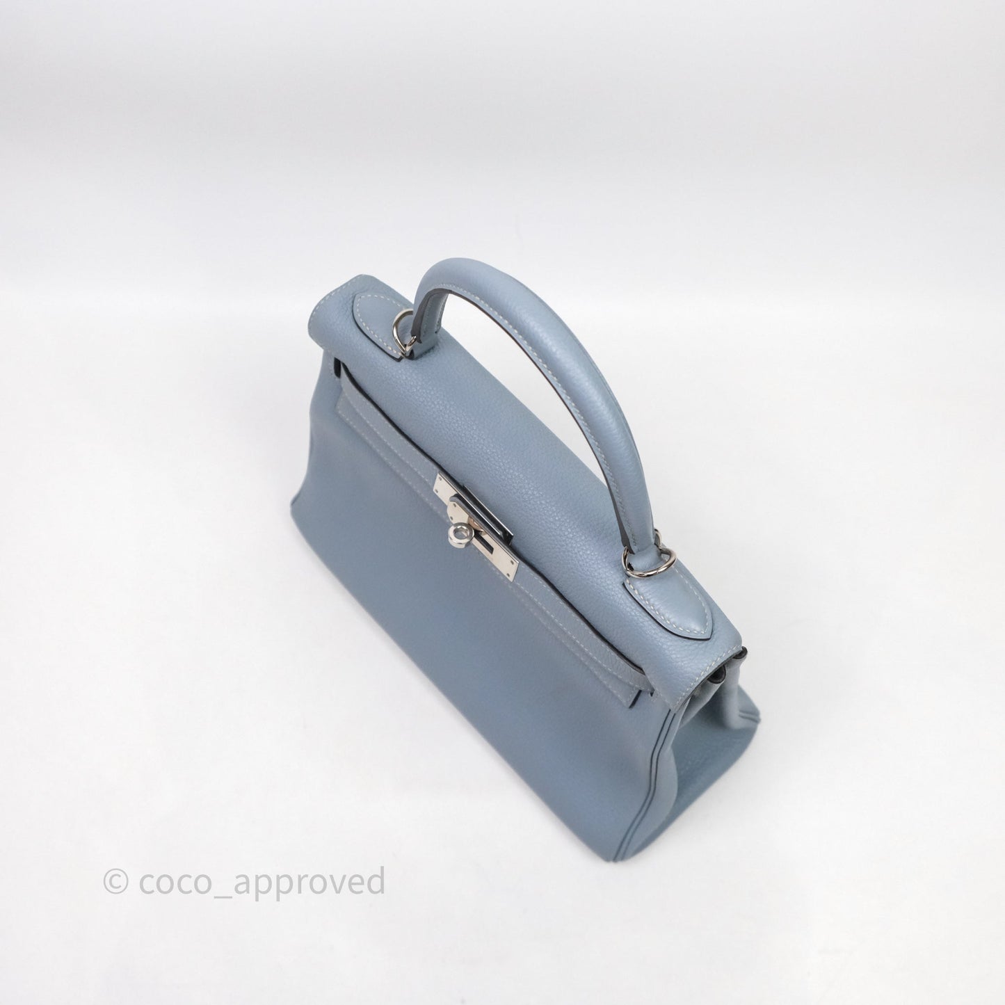 Hermès Kelly 28 Bleu Lin J7 Togo Palladium Hardware