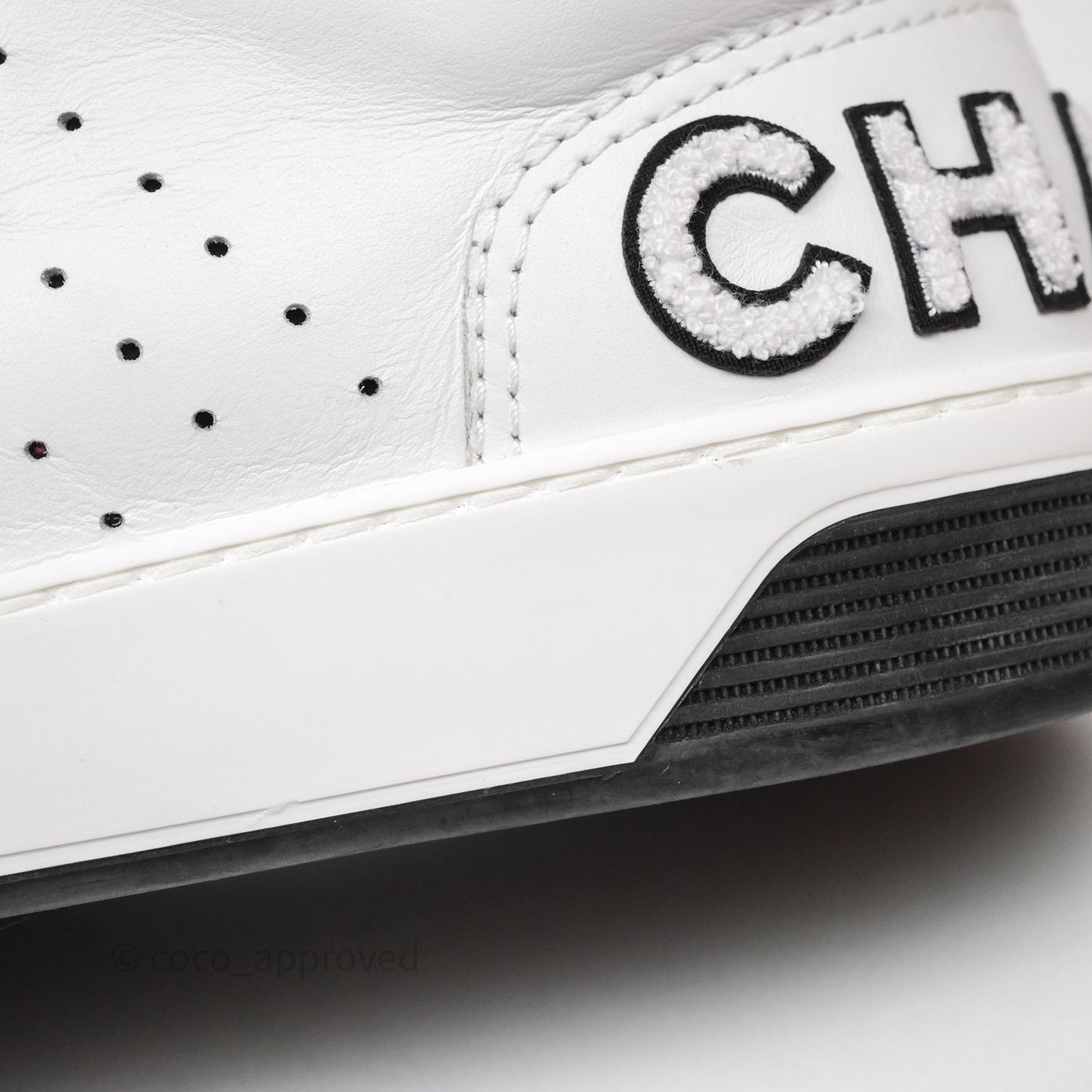 Chanel Logo Sneakers White Calfskin Size 37
