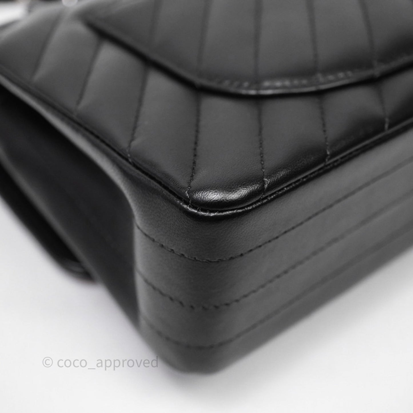 Chanel Small Classic Chevron Flap Black Lambskin Silver Hardware