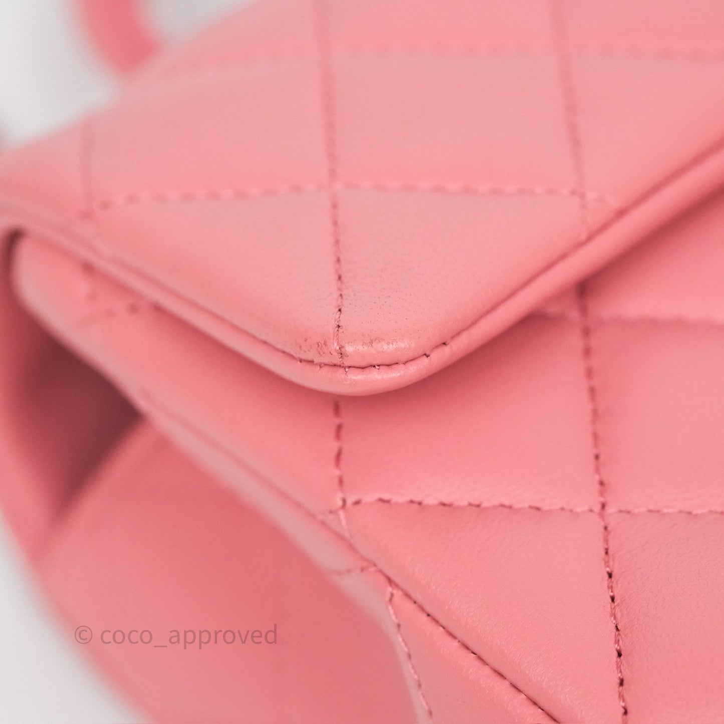 Chanel Top Handle Mini Rectangular Flap Pink Lambskin Gold Hardware