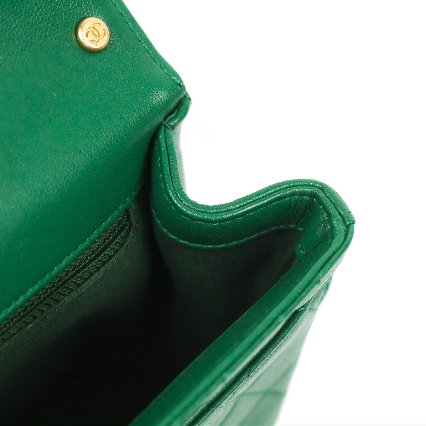 Chanel Chain Infinity Top Handle Bag Green Lambskin Aged Gold Hardware