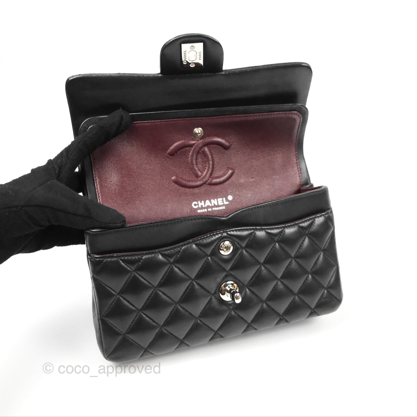 Chanel Small Classic Quilted Flap Black Lambskin Silver Hardware