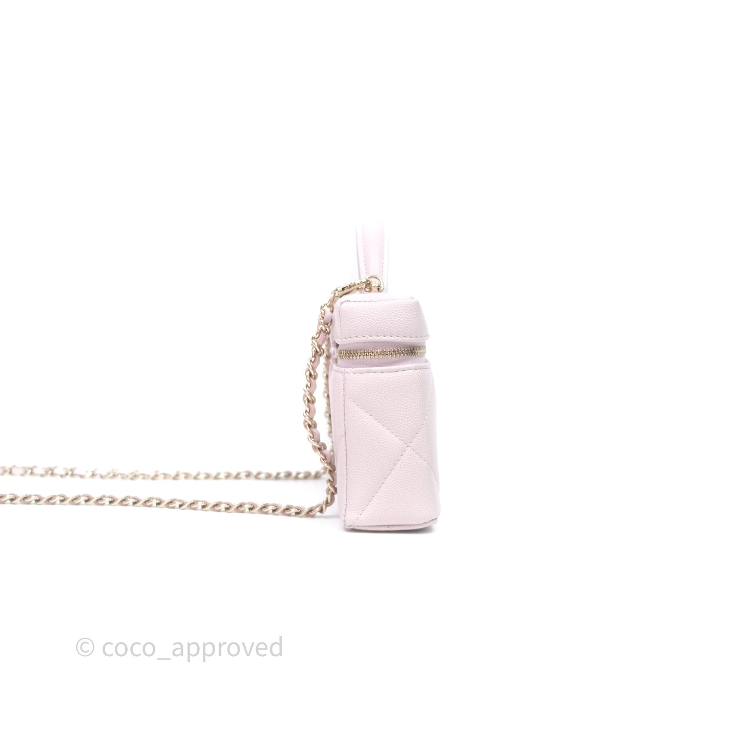 Chanel Top Handle Long Vanity with Chain Light Lilac Pink Caviar Gold Hardware