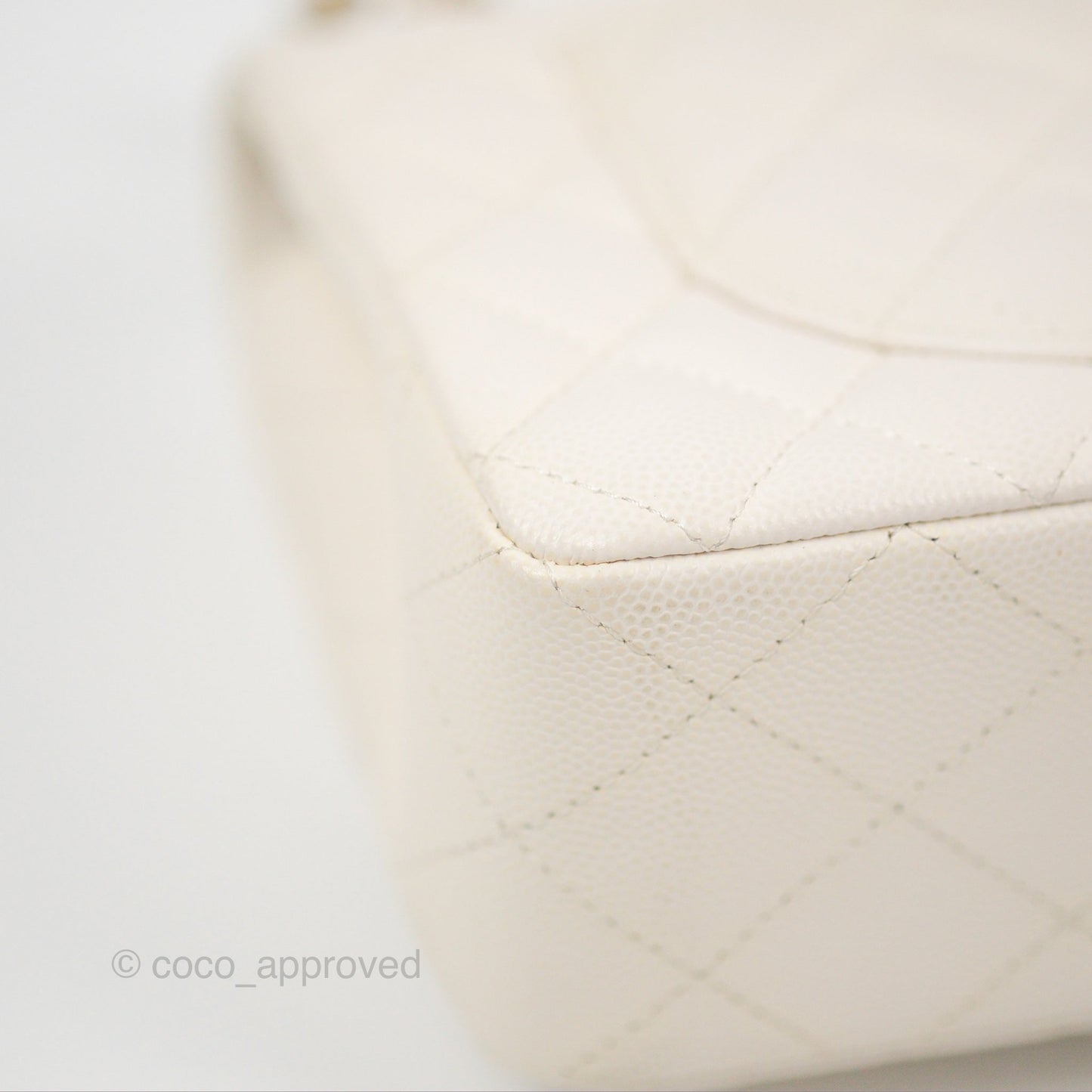 Chanel Small Classic Quilted Flap White Caviar Gold Hardware