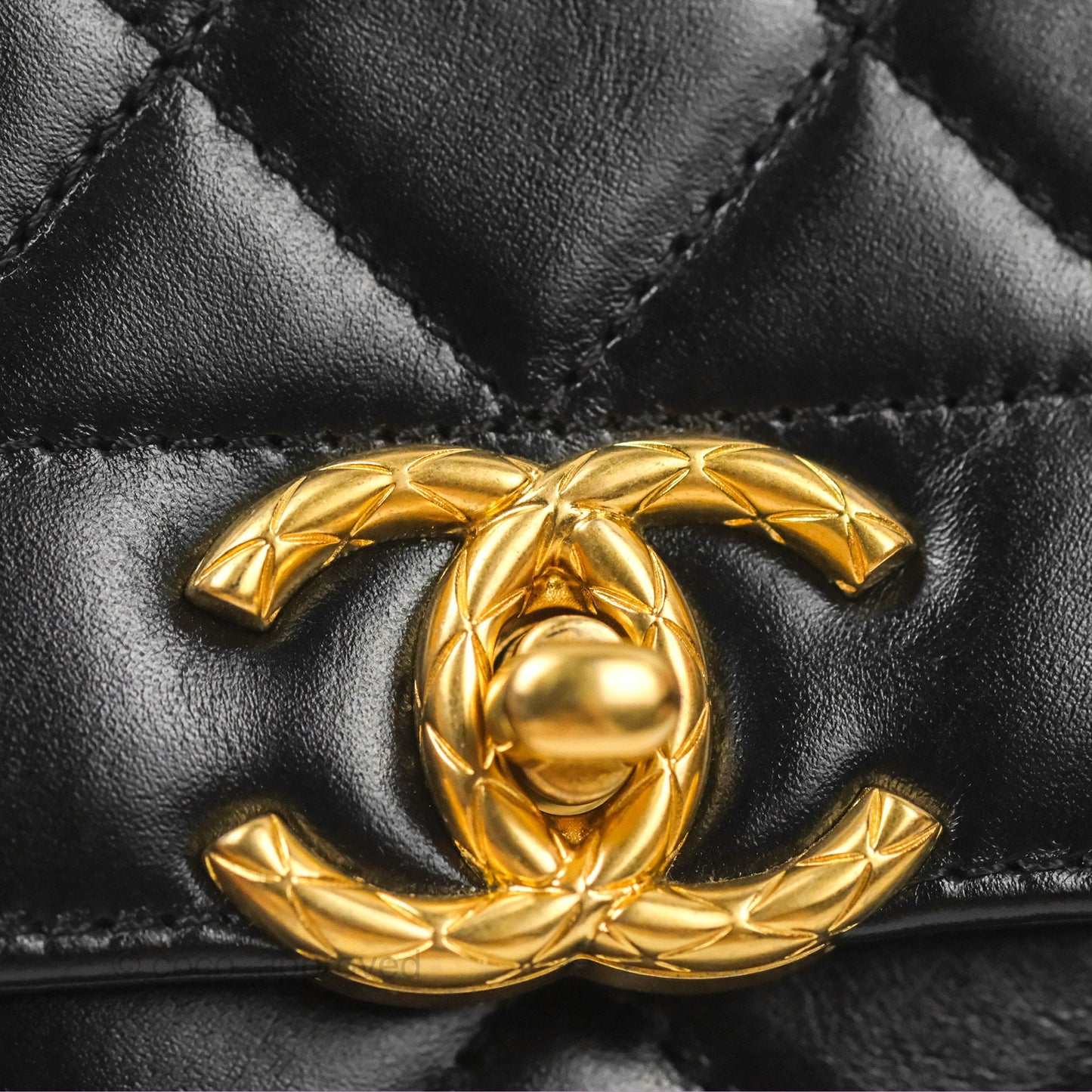 Chanel Mini Diana Flap Bag Black Calfskin Aged Gold Hardware 21B