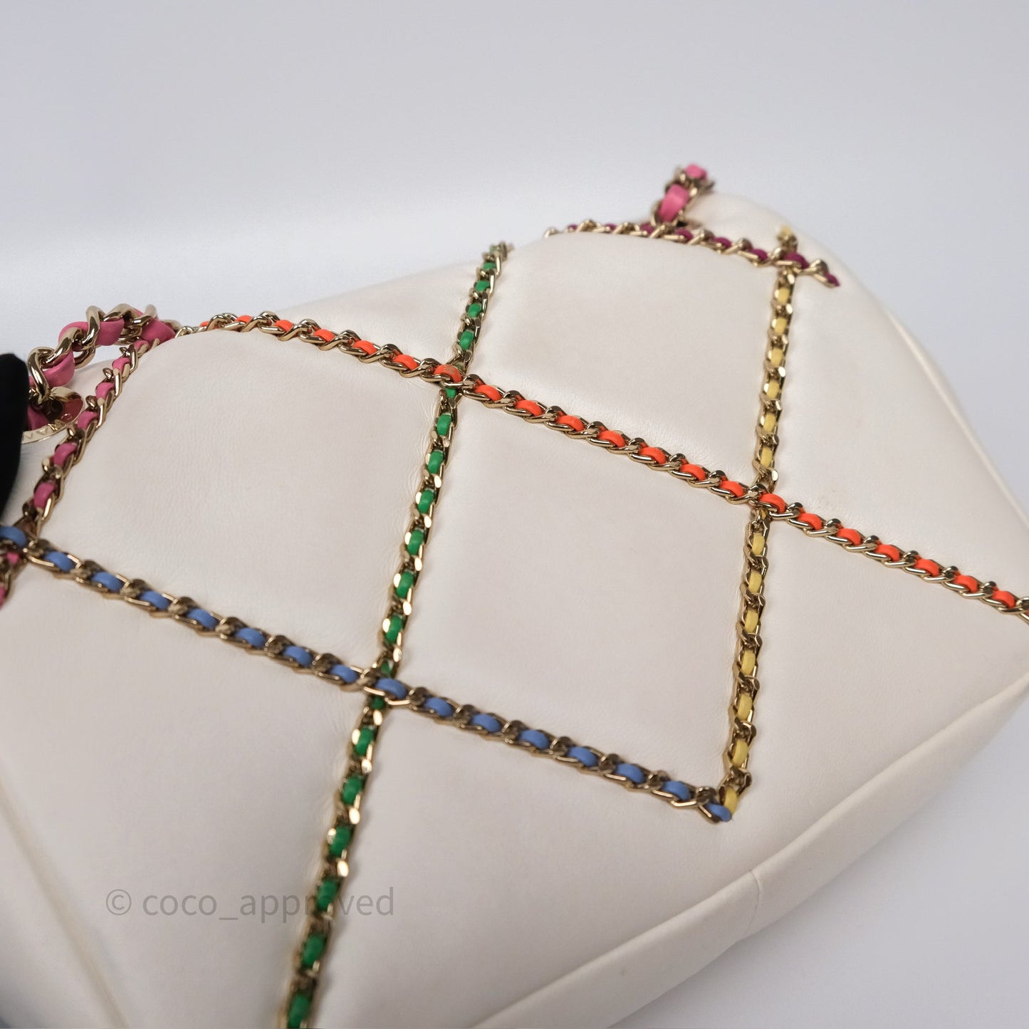 Chanel Small Entwined Chain Flap White Lambskin Gold Hardware