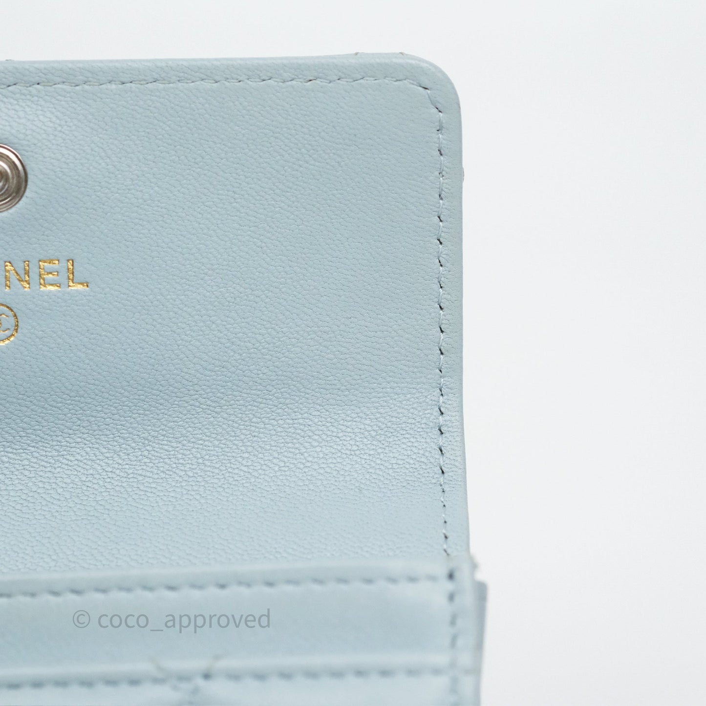 Chanel 19 Flap Card Holder Light Blue Lambskin