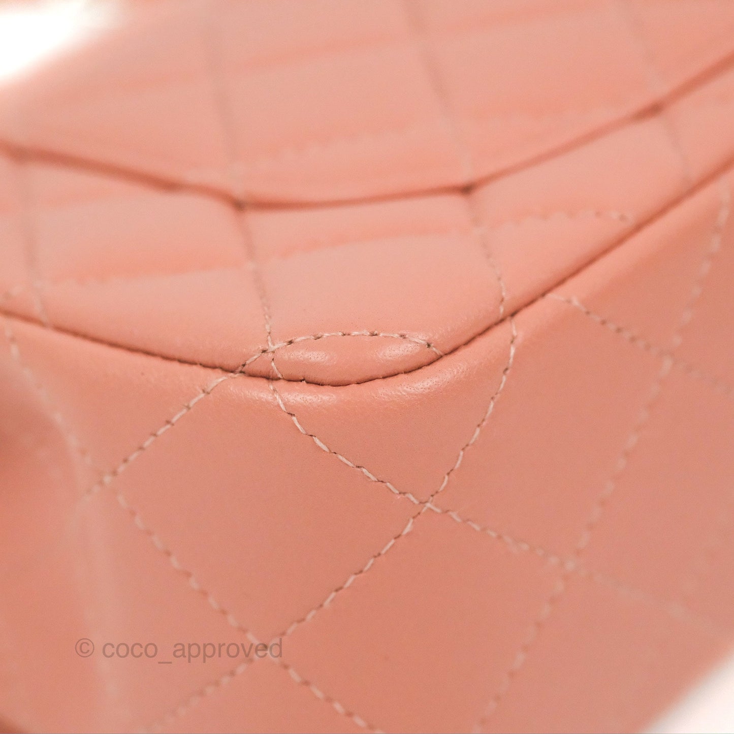 Chanel Quilted Mini Rectangular Flap Salmon Pink Lambskin Silver Hardware 21B