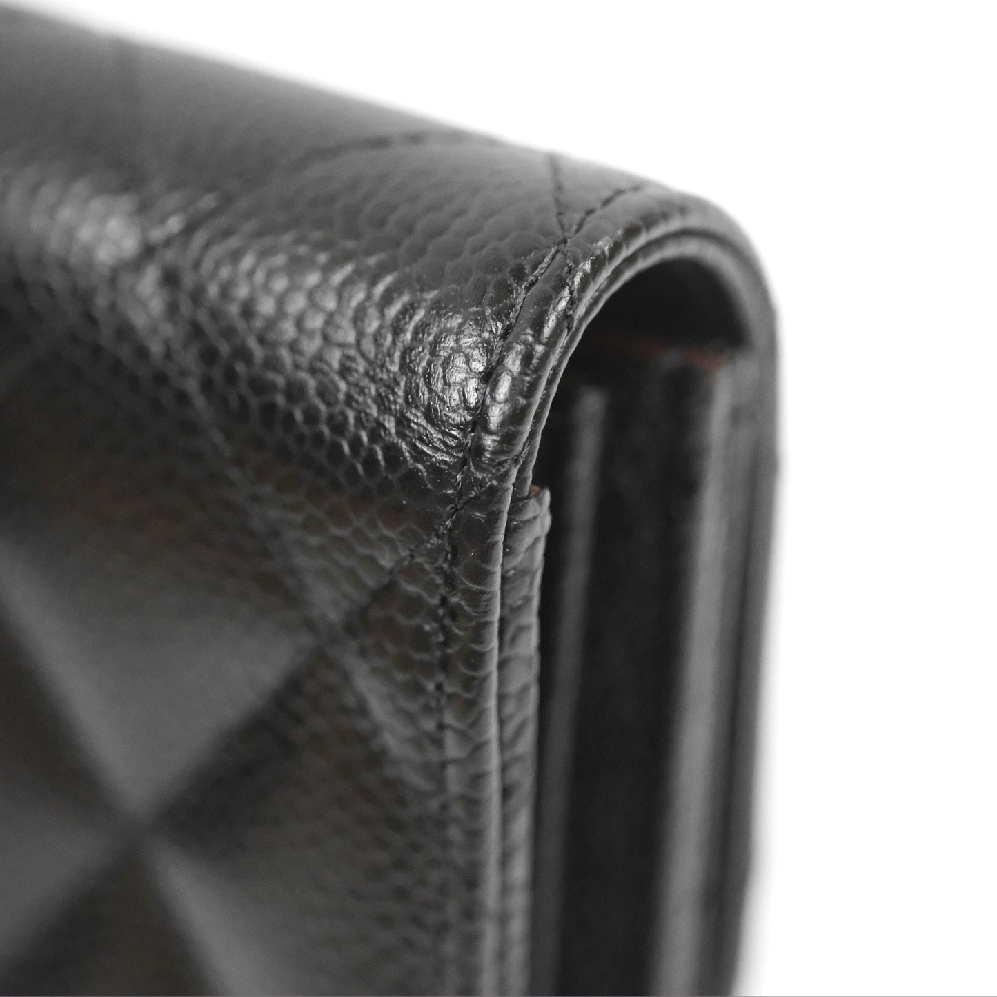 Chanel Quilted Classic Zip Long Wallet Black Caviar Silver Hardware