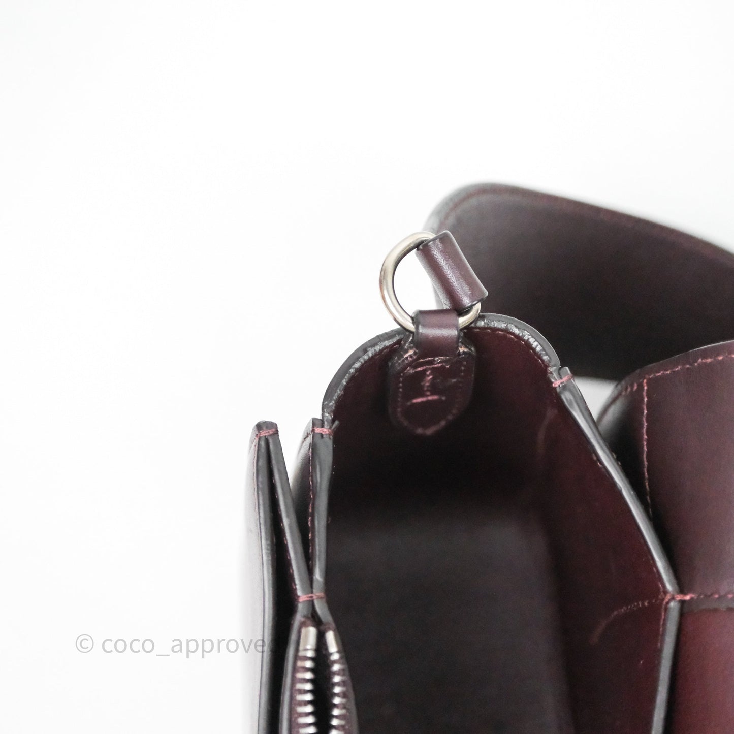 Celine Medium Frame Bag Burgundy / Pearl Blue Calfskin Silver Hardware