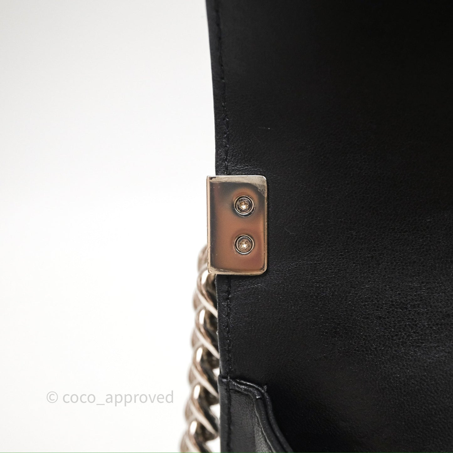Chanel Medium Boy Chevron Iridescent PVC Lambskin Black Silver Hardware