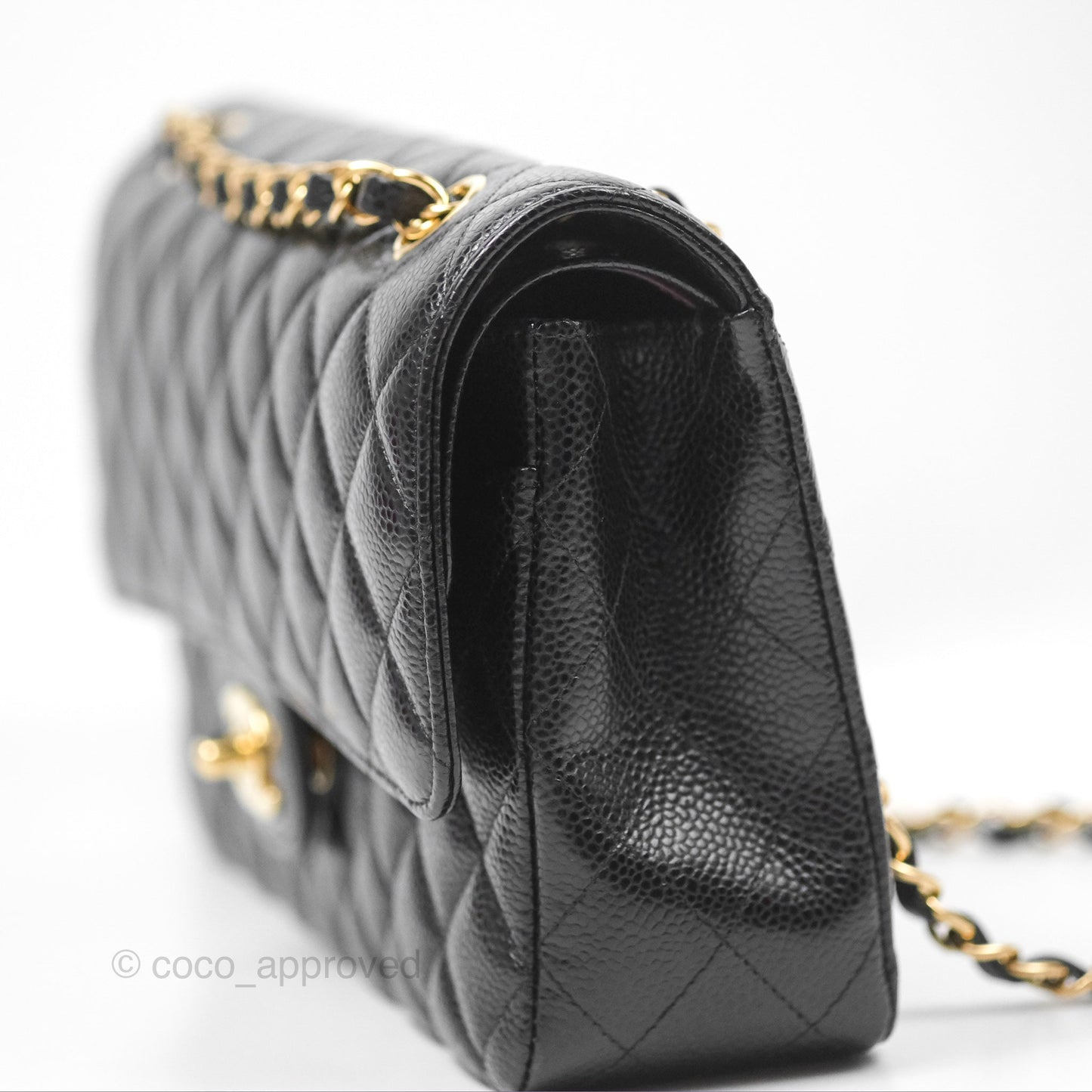 Chanel Classic M/L Medium Flap Quilted Black Caviar Gold Hardware
