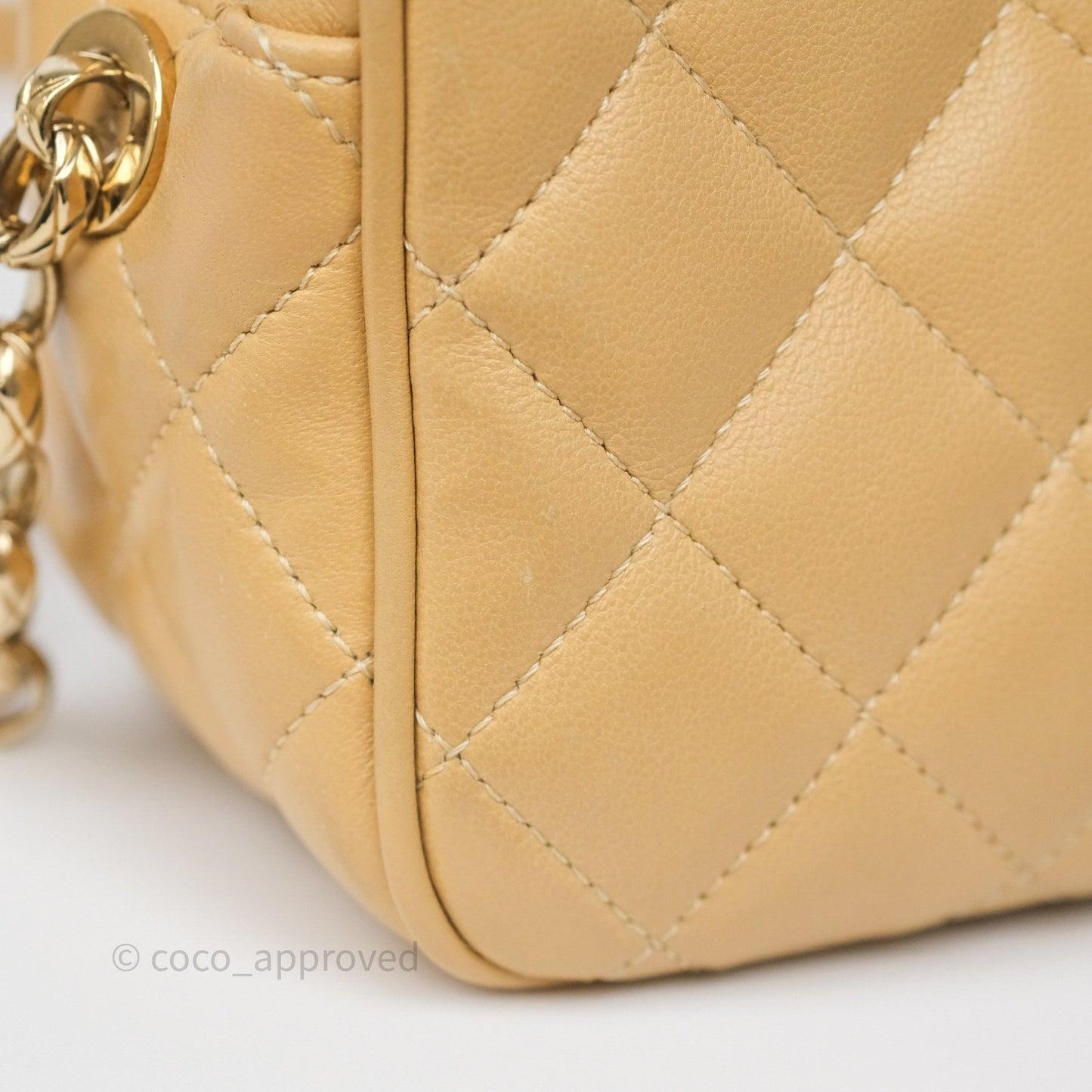 Chanel Coco Vintage Camera Case Beige Calfskin Gold Hardware