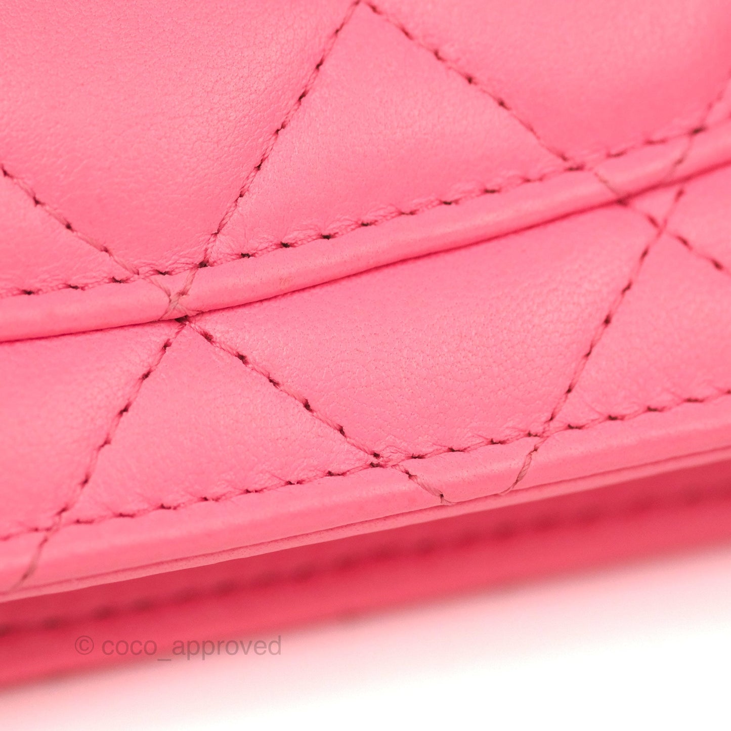 Chanel Quilted Pearl Crush Wallet on Chain WOC Pink Lambskin Aged Gold Hardware