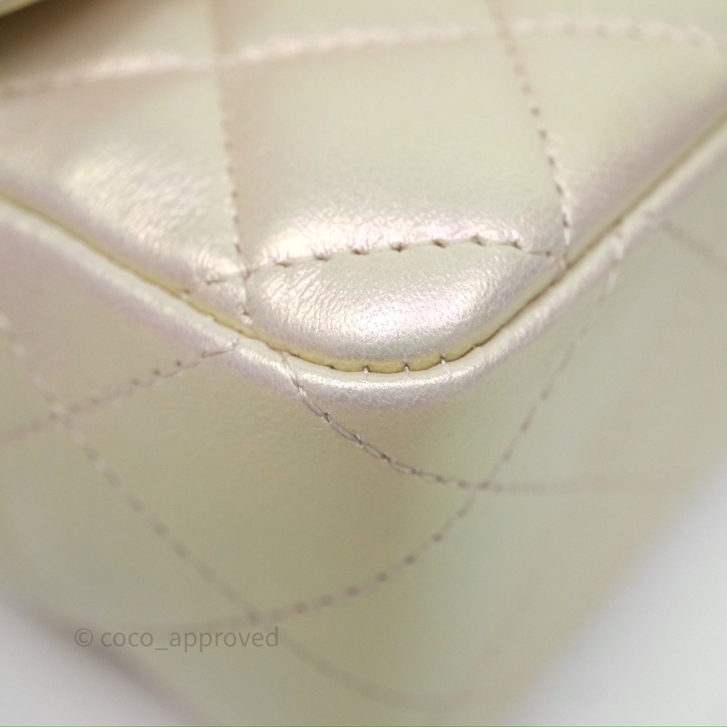 Chanel Mini Rectangular Quilted Iridescent Ivory Lambskin Gold Hardware 20B