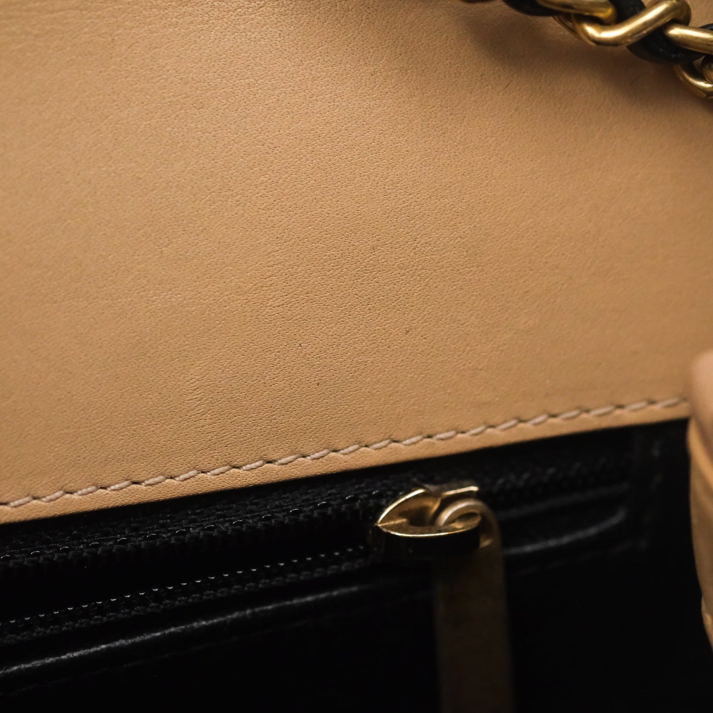Chanel Small CC Filigree Flap Quilted Beige Black Caviar