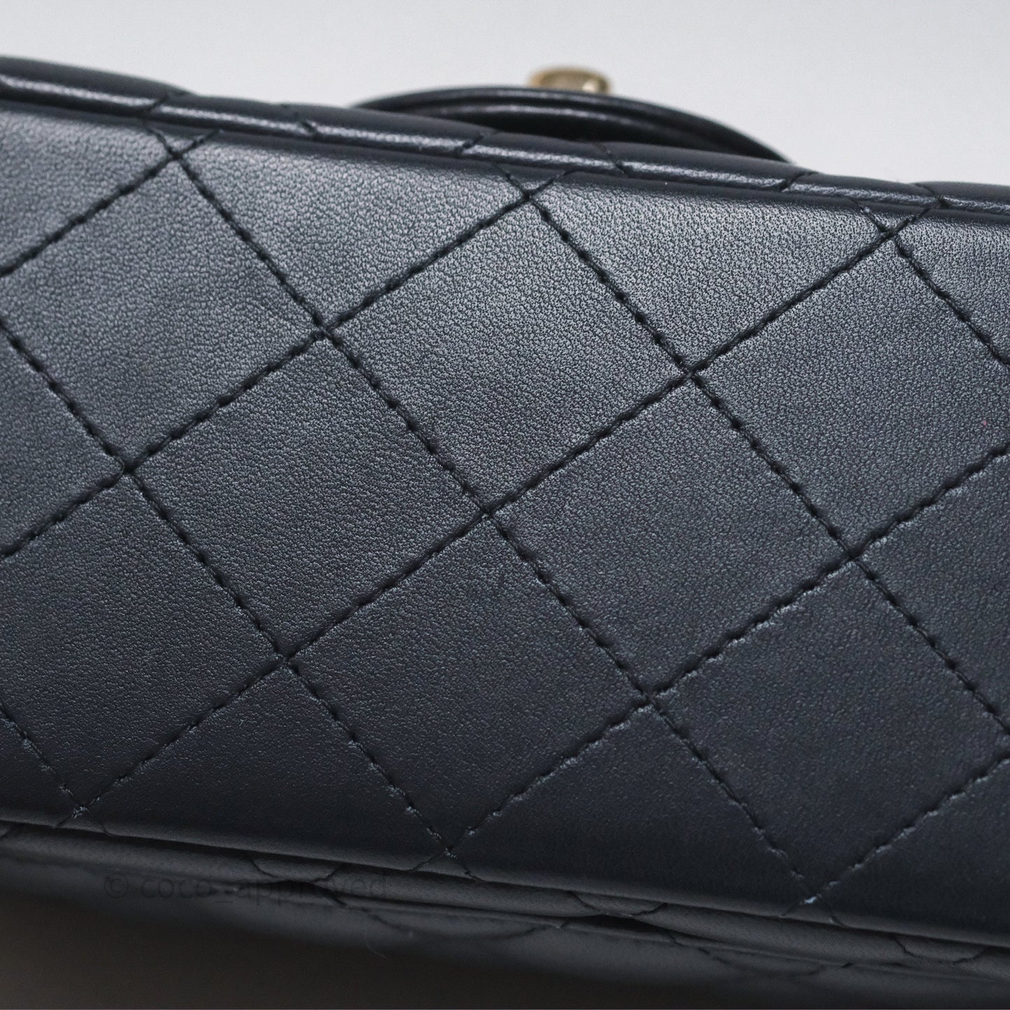 Chanel Mini Square Flap Quilted Navy Lambskin Gold Hardware