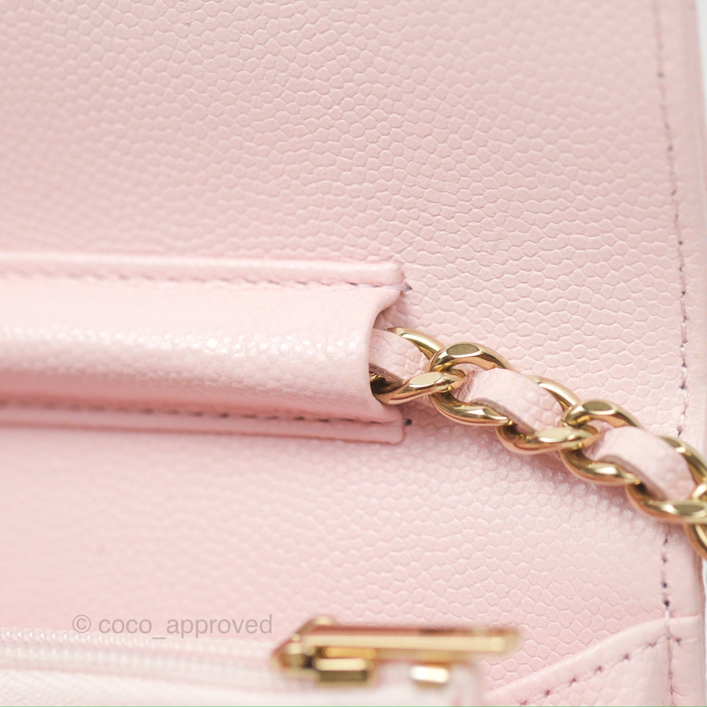 Chanel Quilted Classic Wallet On Chain WOC Pink Caviar Gold Hardware