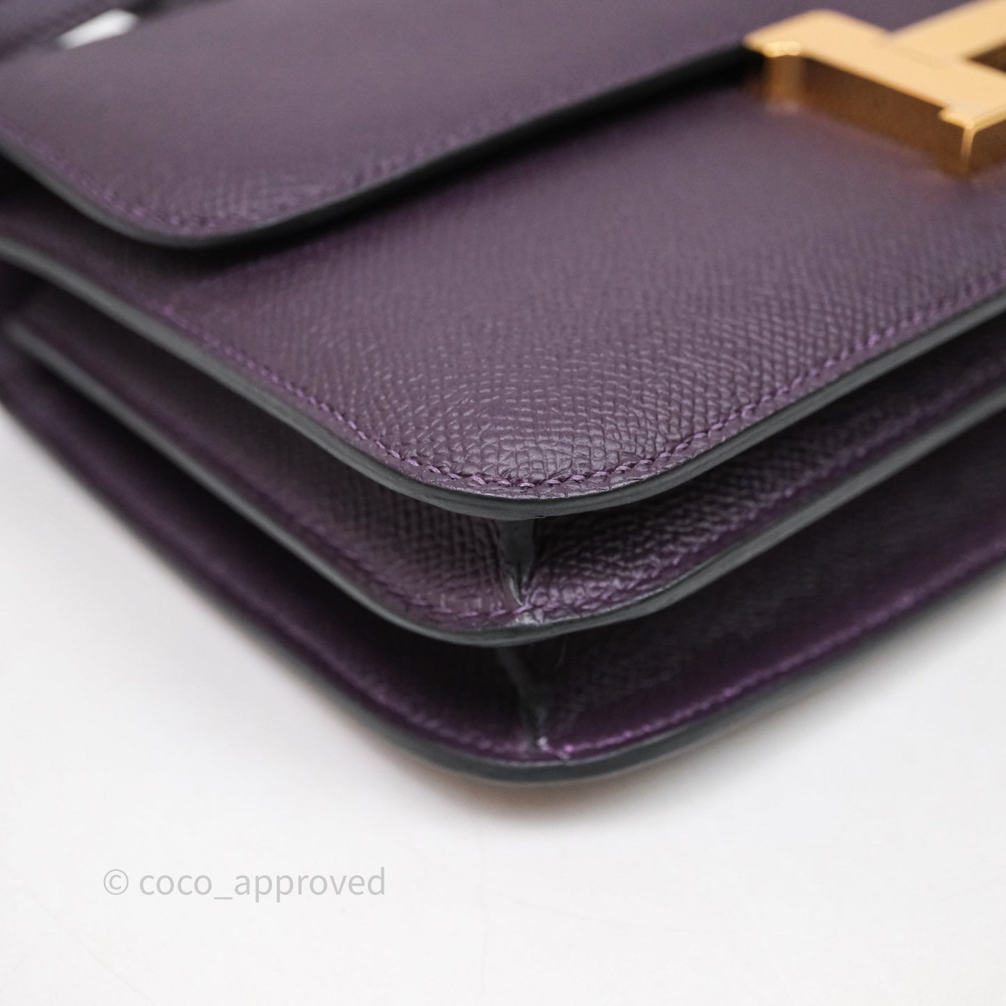 Hermès Constance Elan Raisin 59 Epsom Gold Hardware