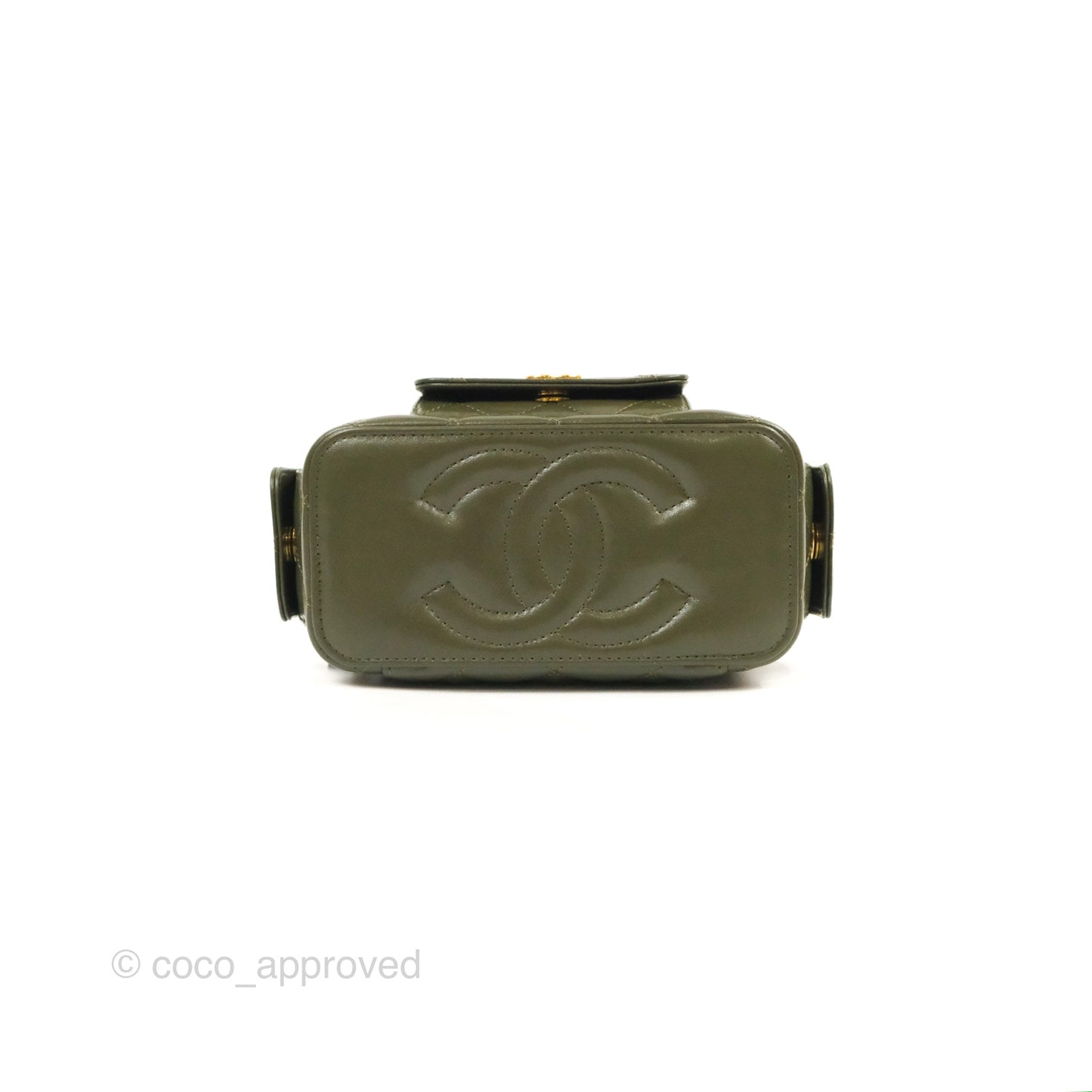 Chanel Cargo Pocket Top Handle Vanity with Chain Khaki Green Lambskin 22K
