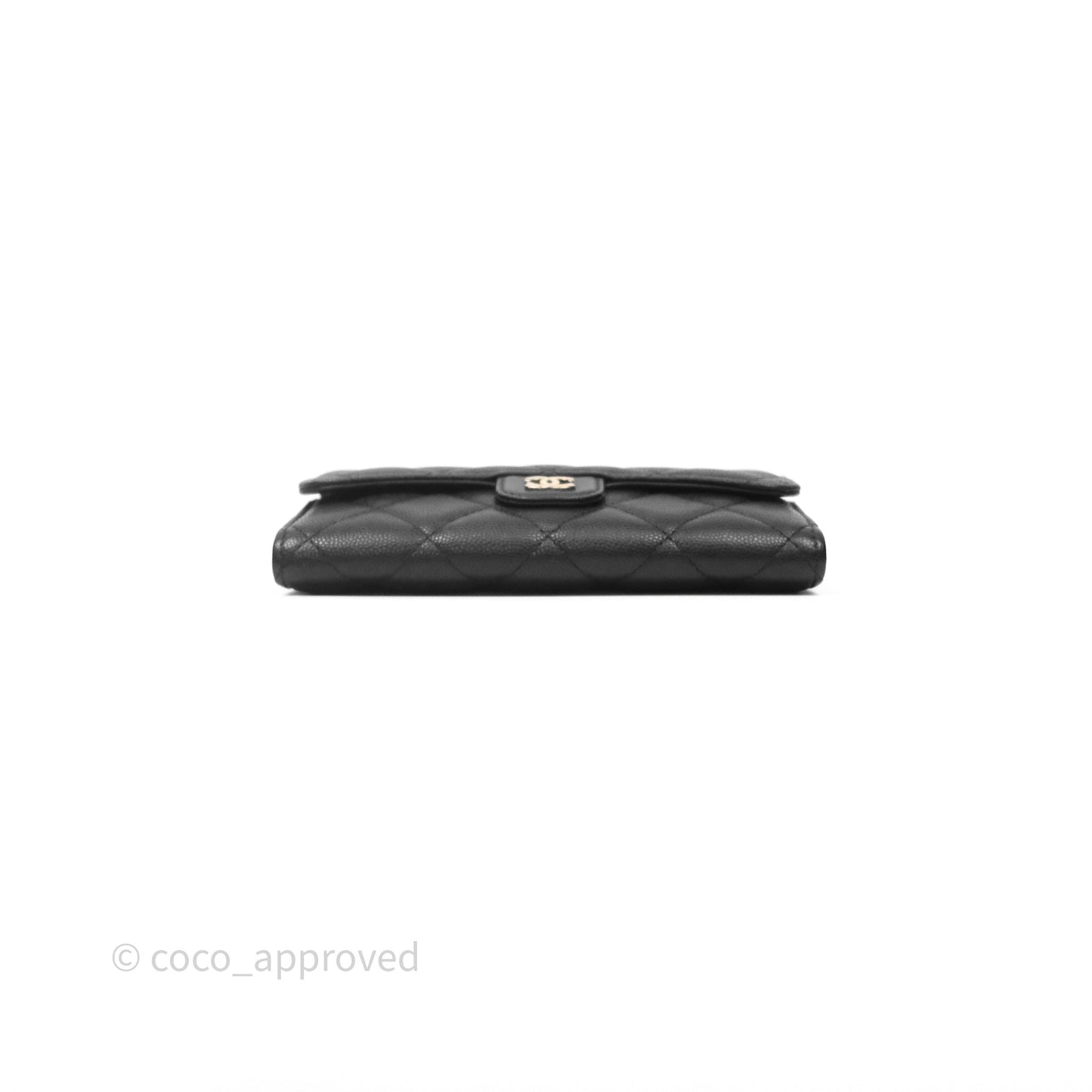 Chanel Classic Quilted Flap Long Wallet Black Caviar Gold Hardware