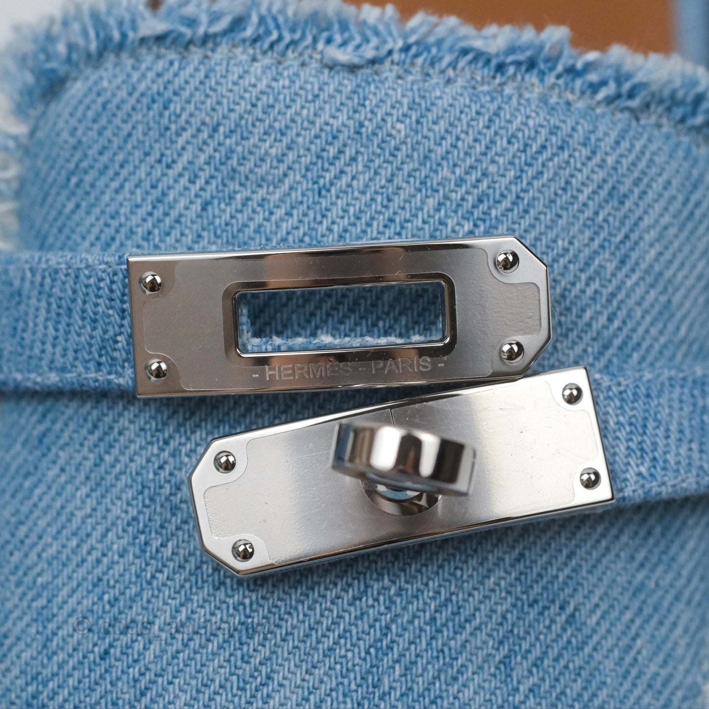 Hermès Oz Mule Denim Bleu Clair Palladium Hardware Size 37C