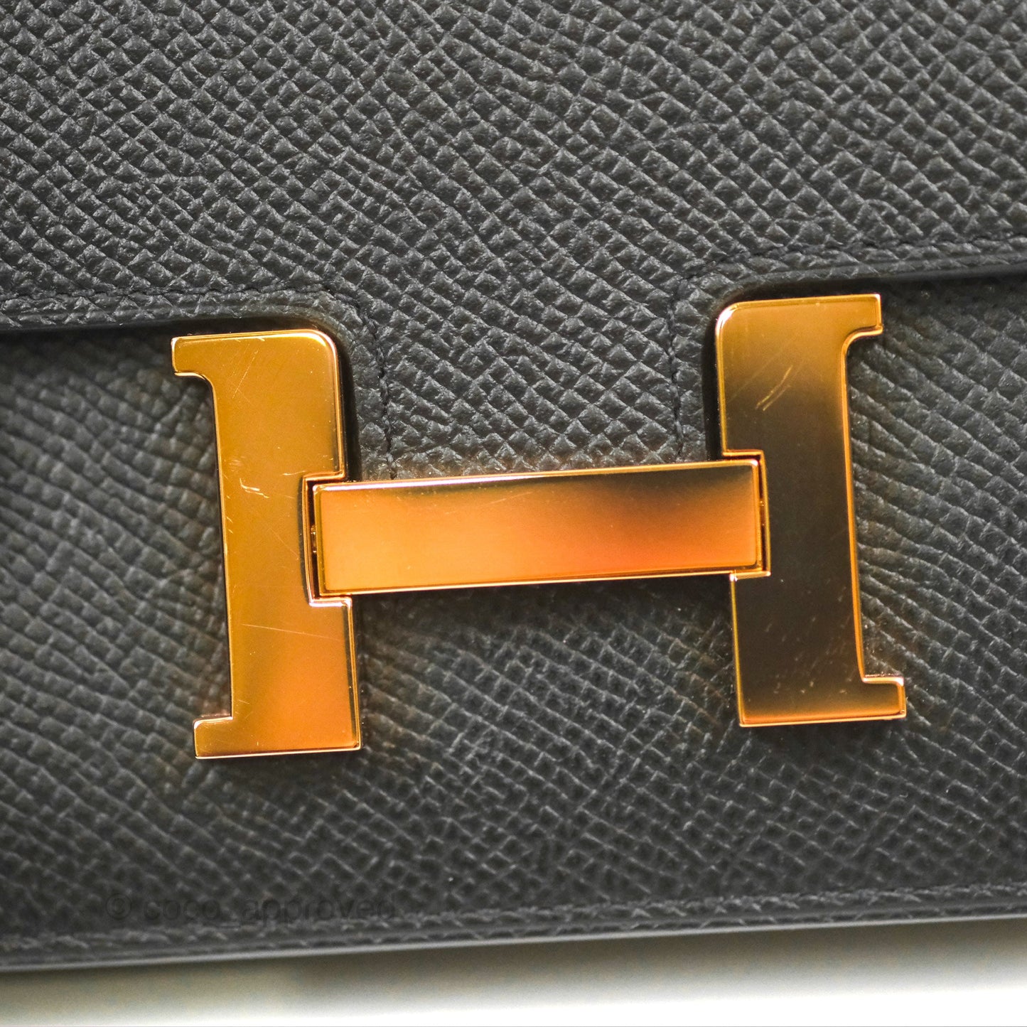 Hermès Constance Slim Wallet Black Epsom Rose Gold Hardware