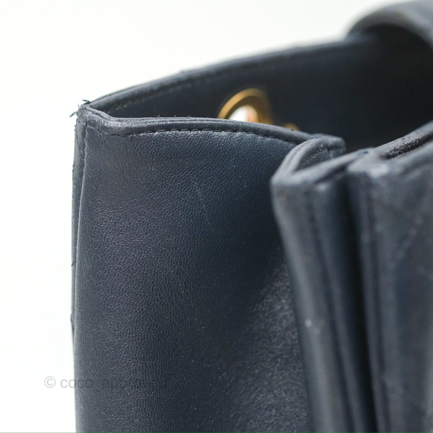 Chanel Medium Around The Corner Shopping Tote Navy Lambskin