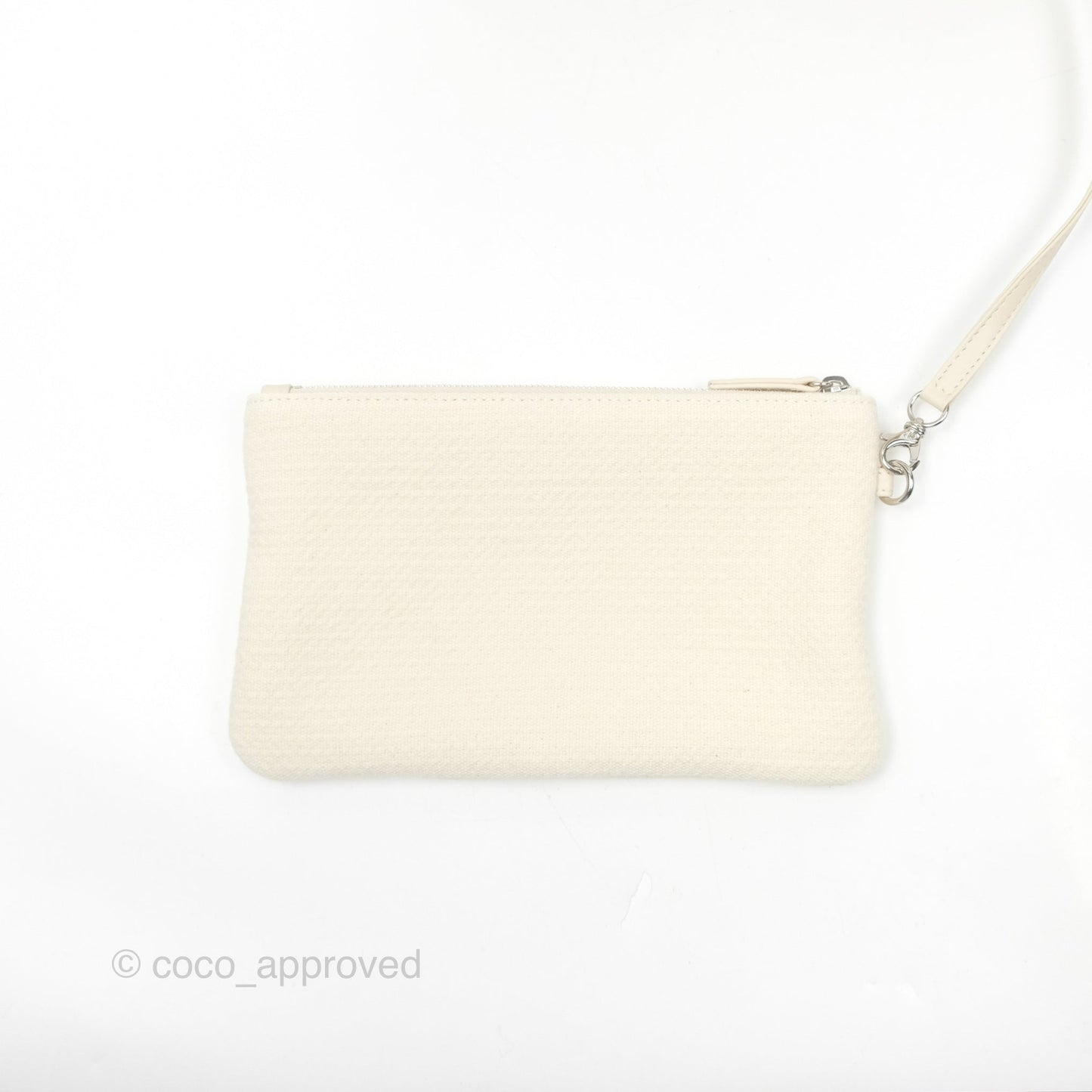 Chanel Medium Deauville Tote Ivory Cotton Silver Hardware