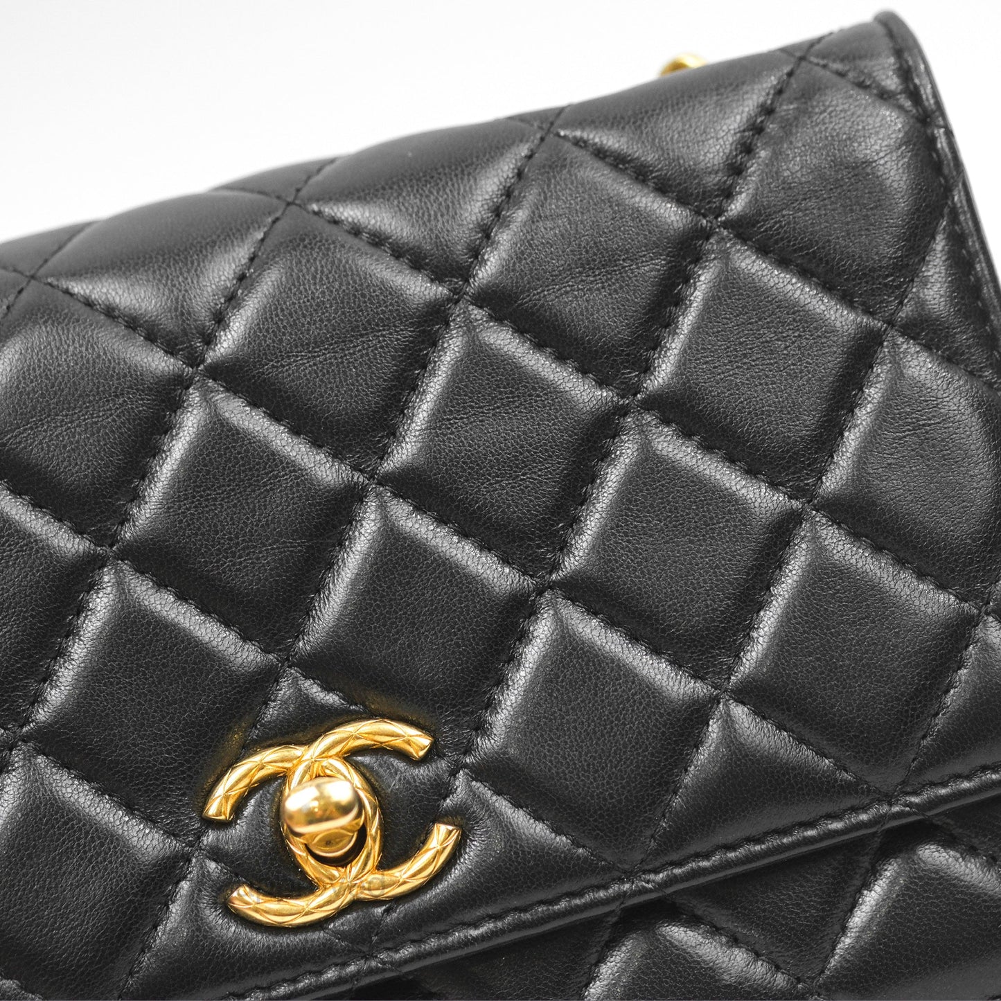 Chanel All Slide Wallet on Chain WOC Adjustable Chain Quilted Black Lambskin 22K