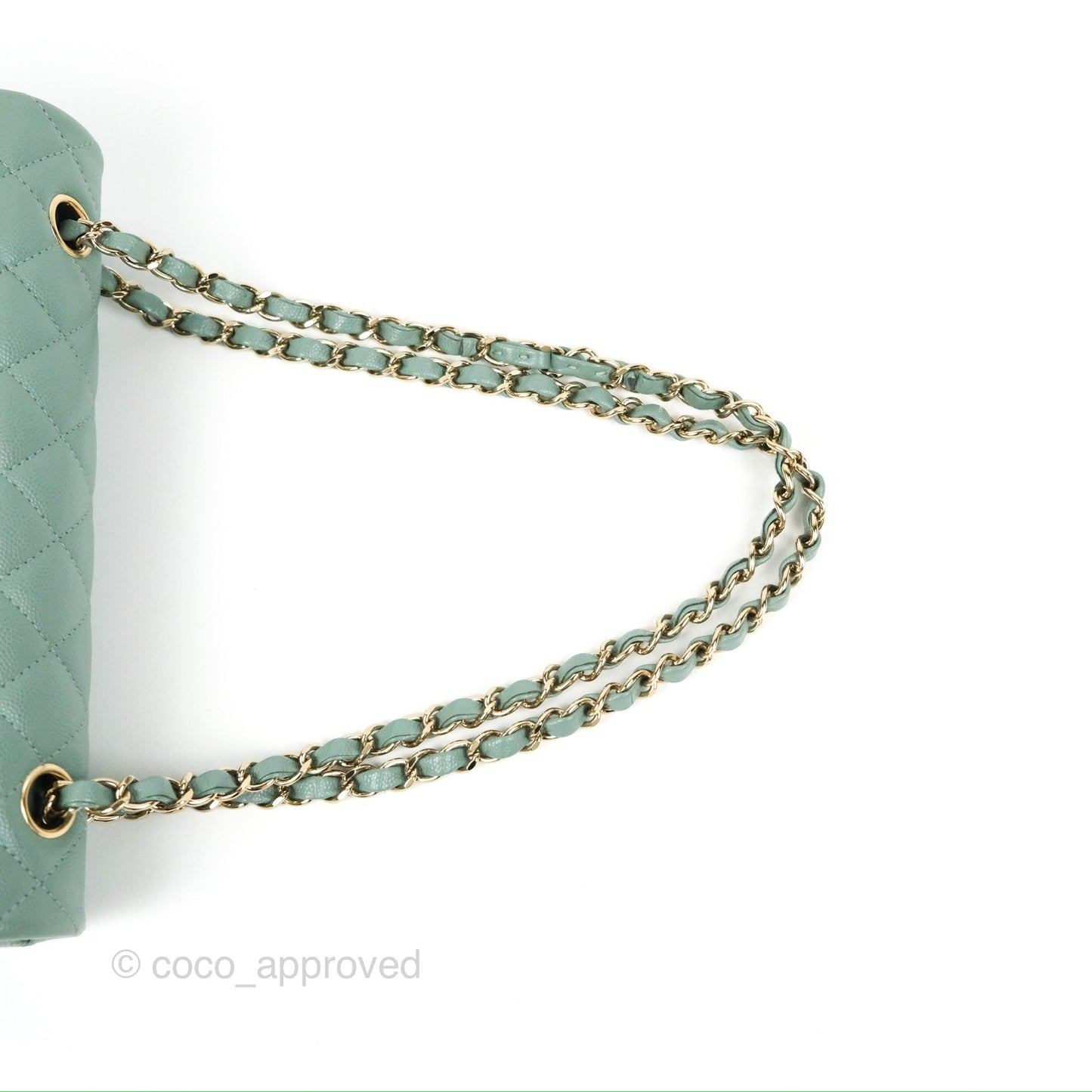 Chanel Classic M/L Medium Flap Quilted Tiffany Green Caviar Gold Hardware