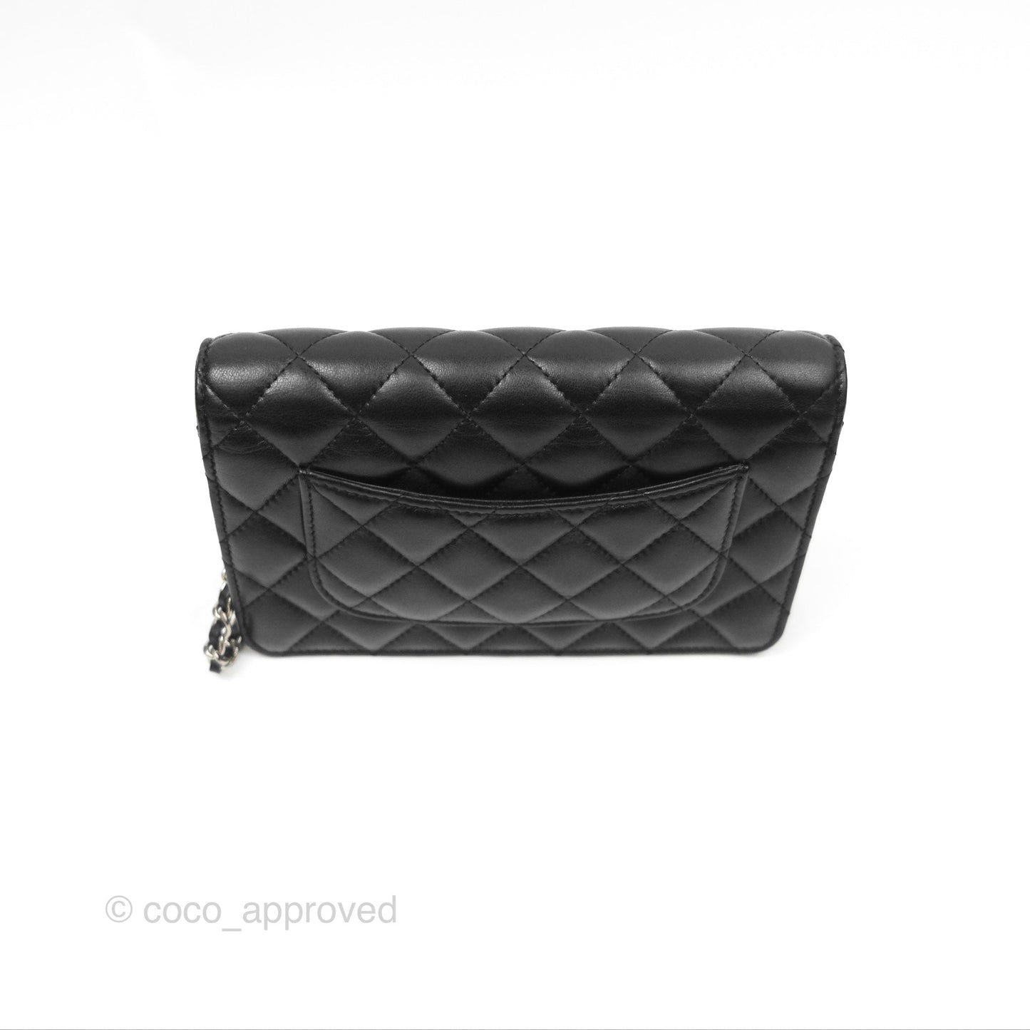 Chanel Gradient CC Wallet On Chain WOC Black Lambskin Silver Hardware 23K