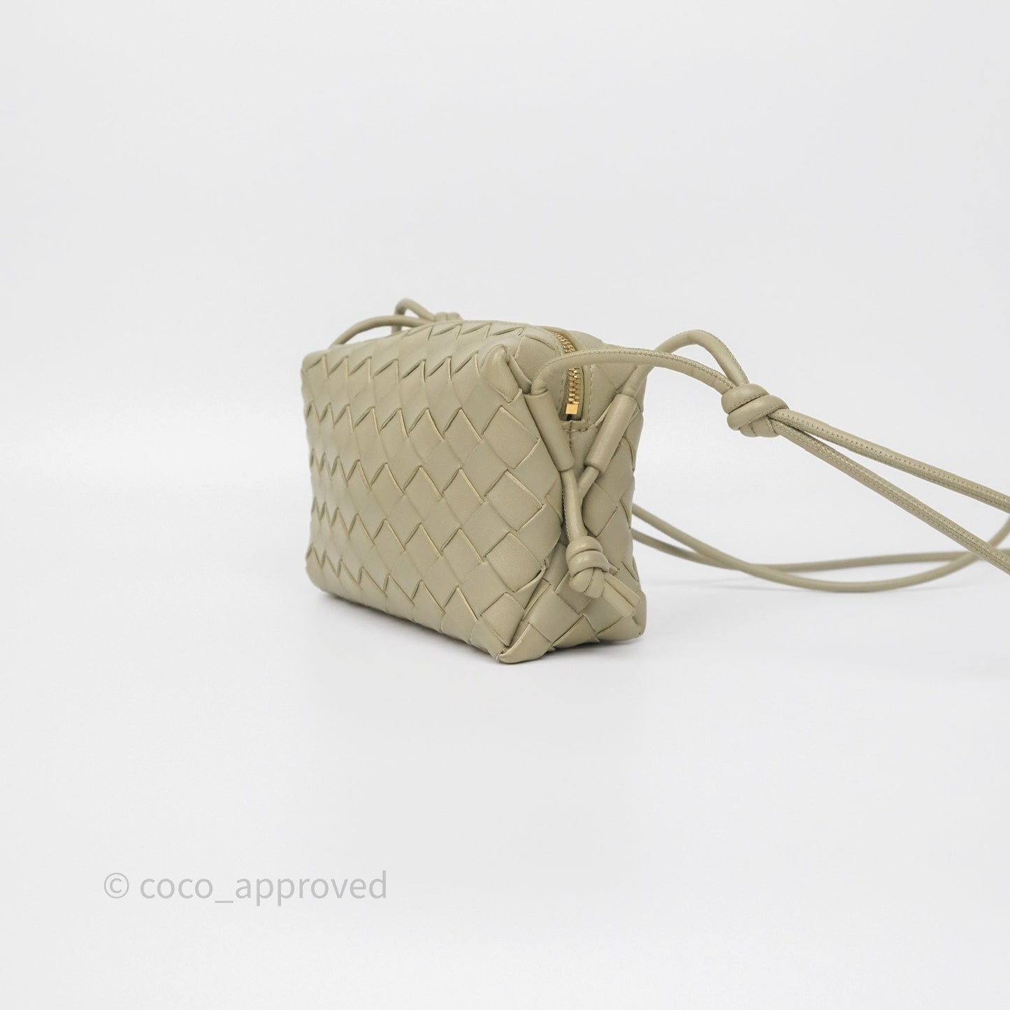 Bottega Veneta Loop Camera Bag Intrecciato Lambskin Travertine