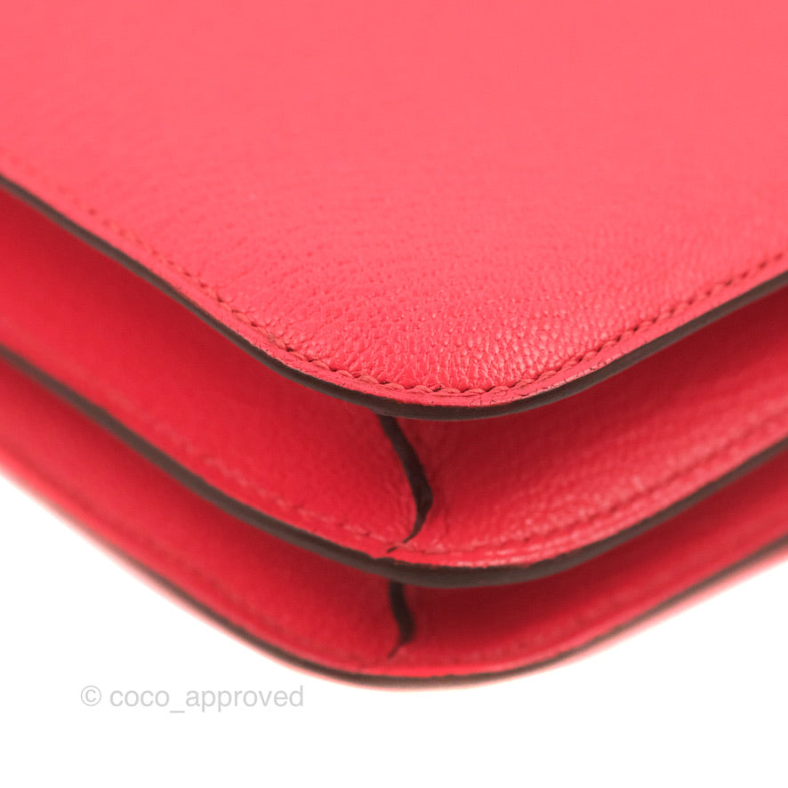 Hermès Constance Mini 18cm Rose Texas Chevre Mysore Palladium Hardware