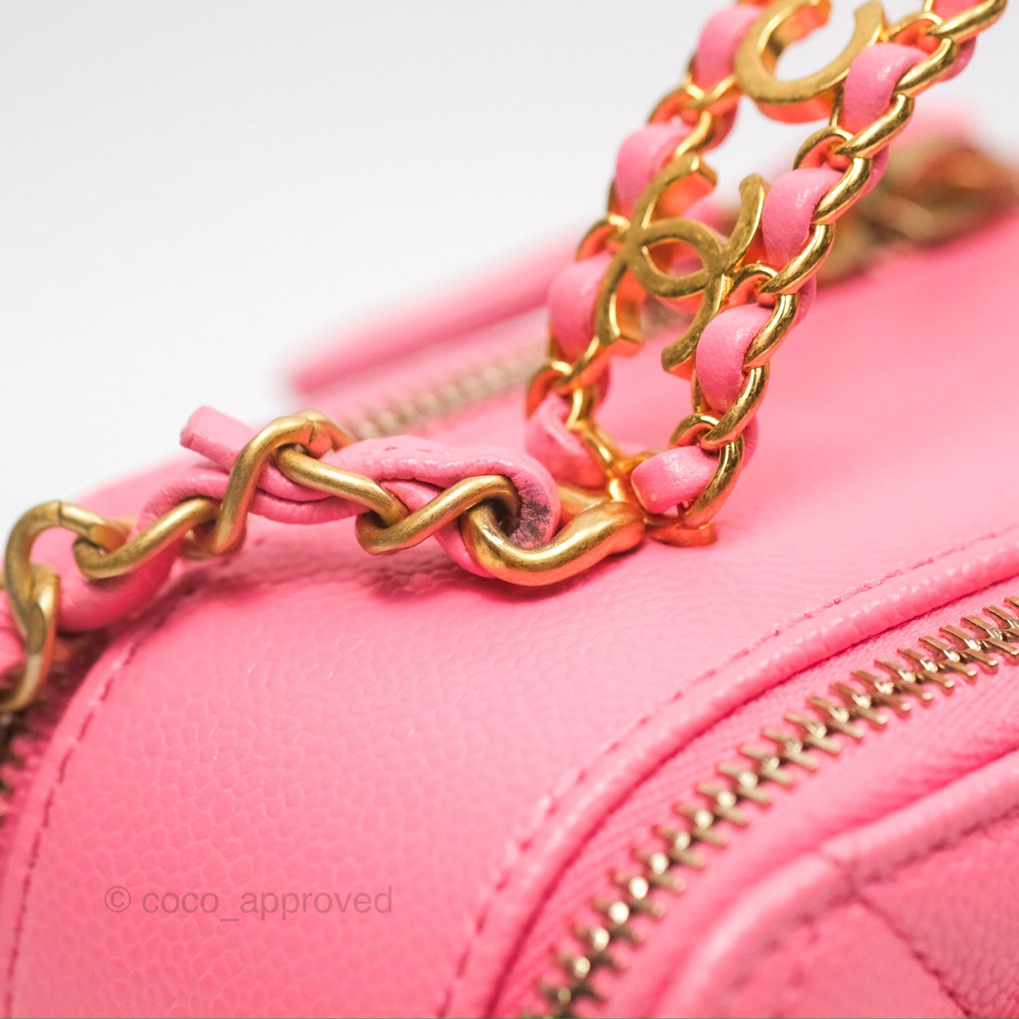Chanel Caviar Quilted Pick Me Up Small Vanity Case Hot Pink