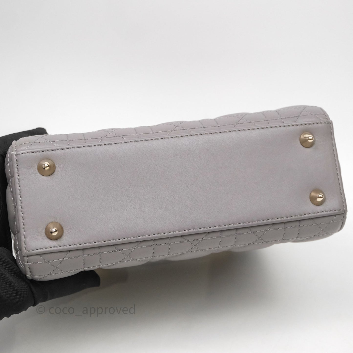 Christian Dior Small Lady Dior Grey Lambskin Gold Hardware