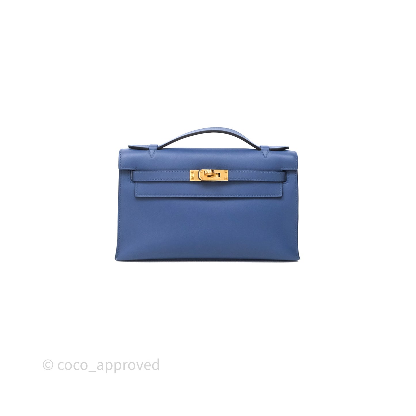 Hermès Kelly Pochette Clutch Bleu Brighton 7E Swift Gold Hardware