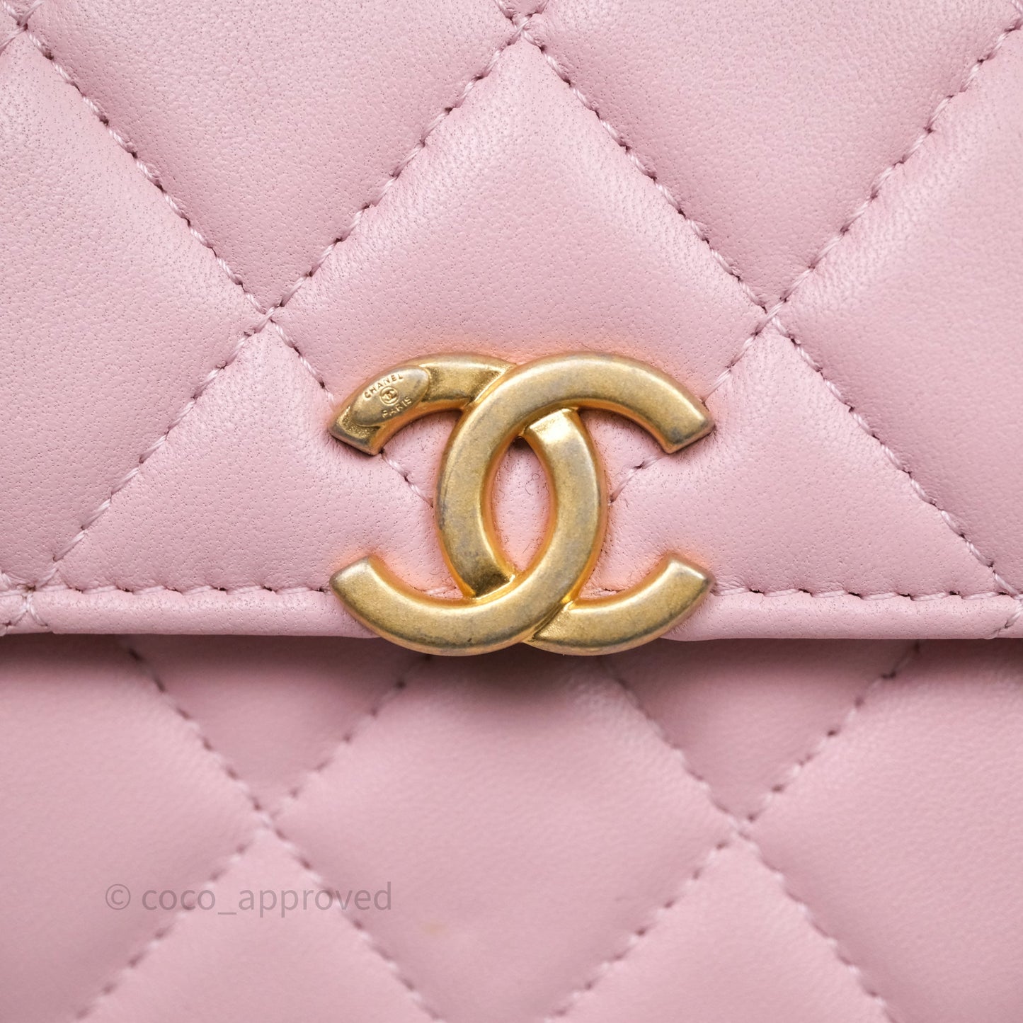Chanel Mini Enamel Handle Clutch on Chain Pink Lambskin Gold Hardware