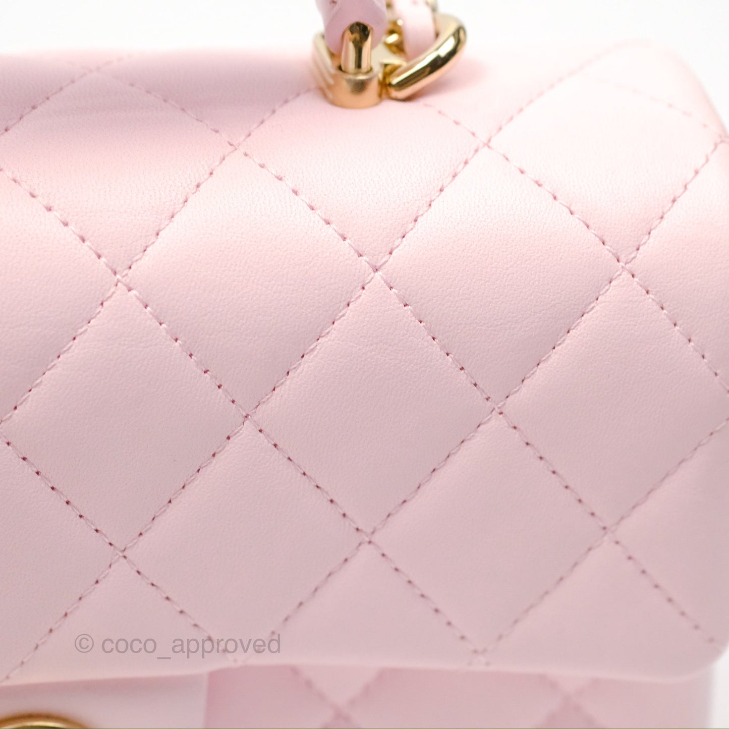 Chanel Top Handle Mini Rectangular Flap Bag Light Pink Lambskin Gold Hardware