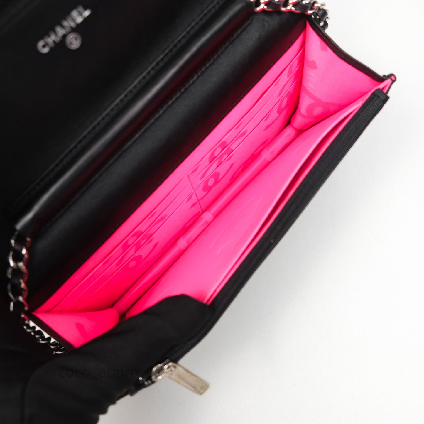 Chanel Quilted Cambon Wallet on Chain WOC Black Calfskin Silver Hardware