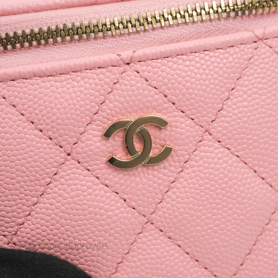 Chanel Mini Vanity With Chain Pink Caviar Gold Hardware